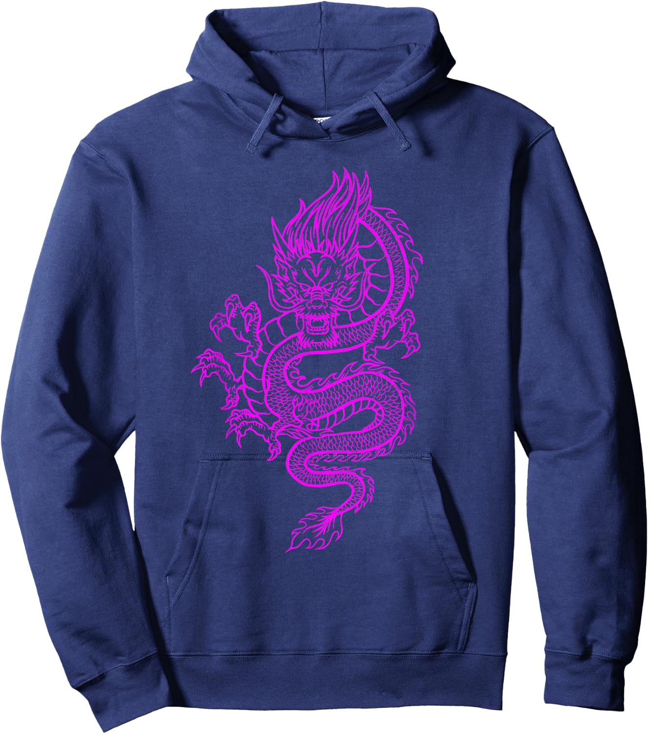 Big Pink Colored Dragon Graphic Design Hoodie - Hoodie | Navy