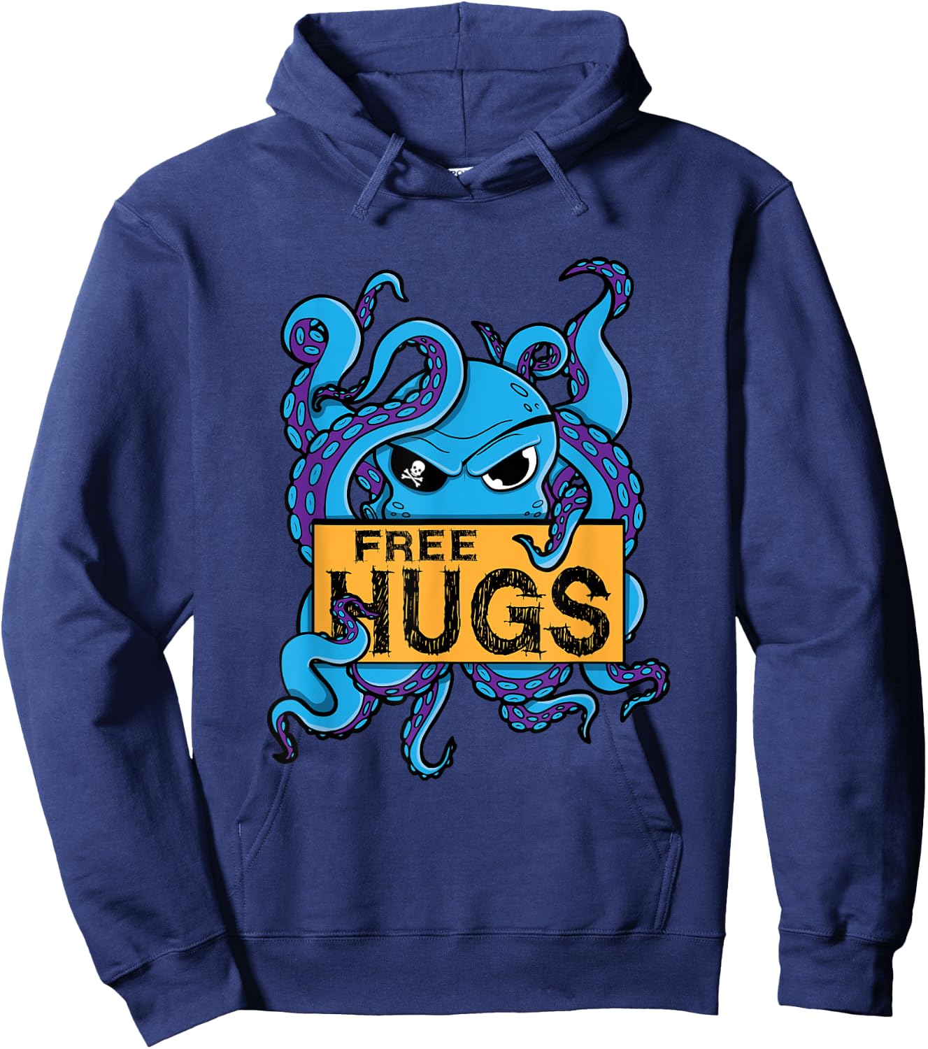 Funny Hugs For Free Pirate Octopus Gift Captain Hoodie - Hoodie | Navy