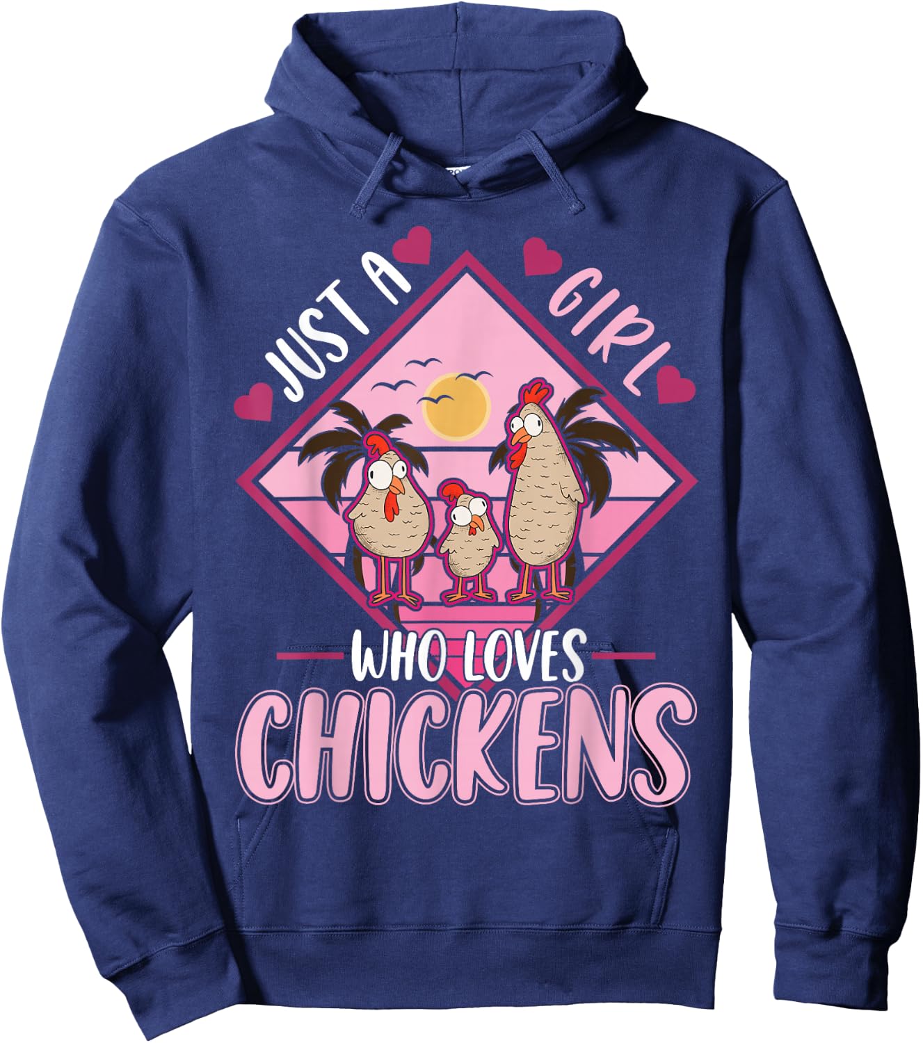 Just a Girl who Loves Chickens Girl Farmer Hoodie - Hoodie | Navy