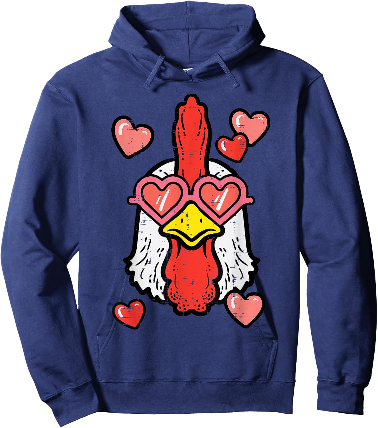 Valentines Day Chicken Hearts Cute Farm Women Girls Kids Hoodie - Hoodie | Navy