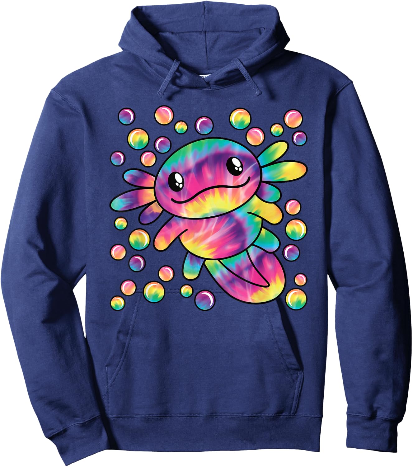 Colourful Axolotl Kawaii Salamander Women Men Kids Hoodie - Hoodie | Navy