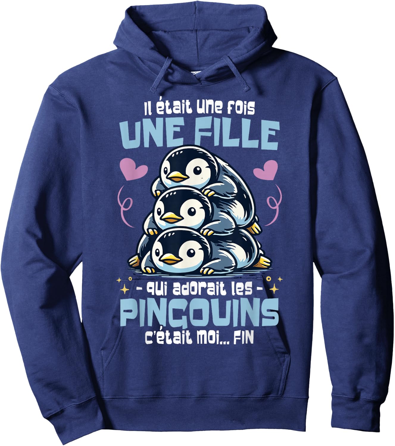 Penguin was a Time Woman Girl Funny Penguins , Black, S Hoodie - Hoodie | Navy