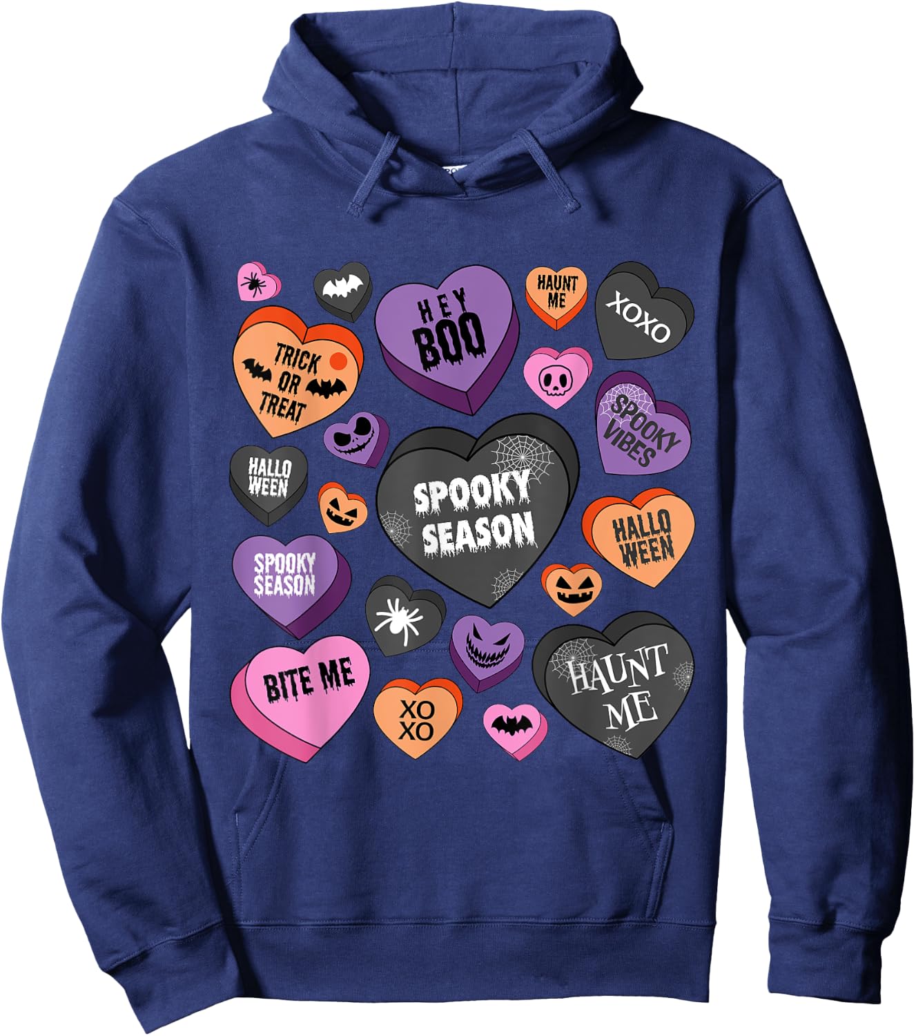 Candy Heart Spooky Season Funny Halloween Hoodie - Hoodie | Navy