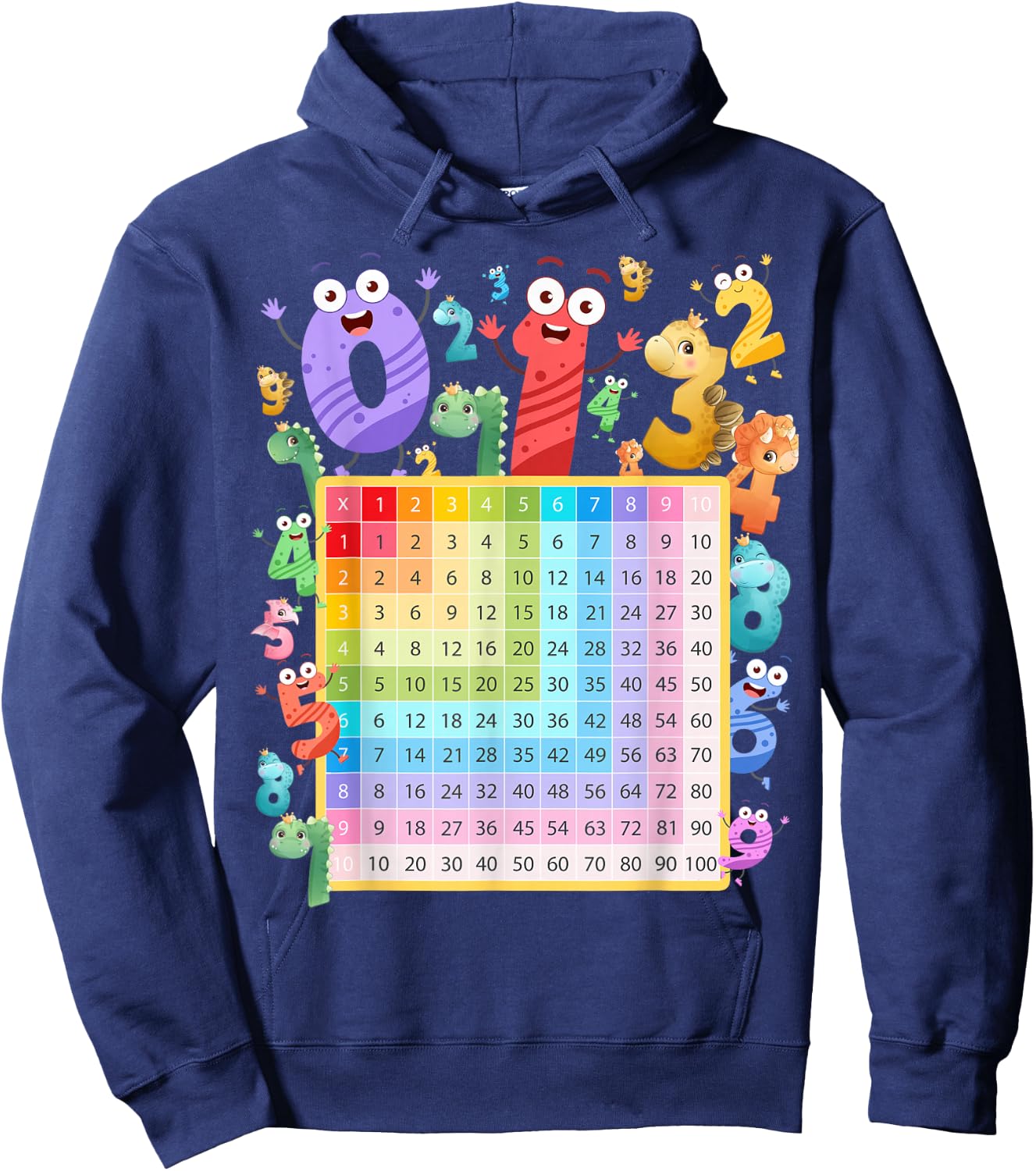 Dinosaur Numbers Idea For Kids & Dino Multiplication Number Hoodie - Hoodie | Navy