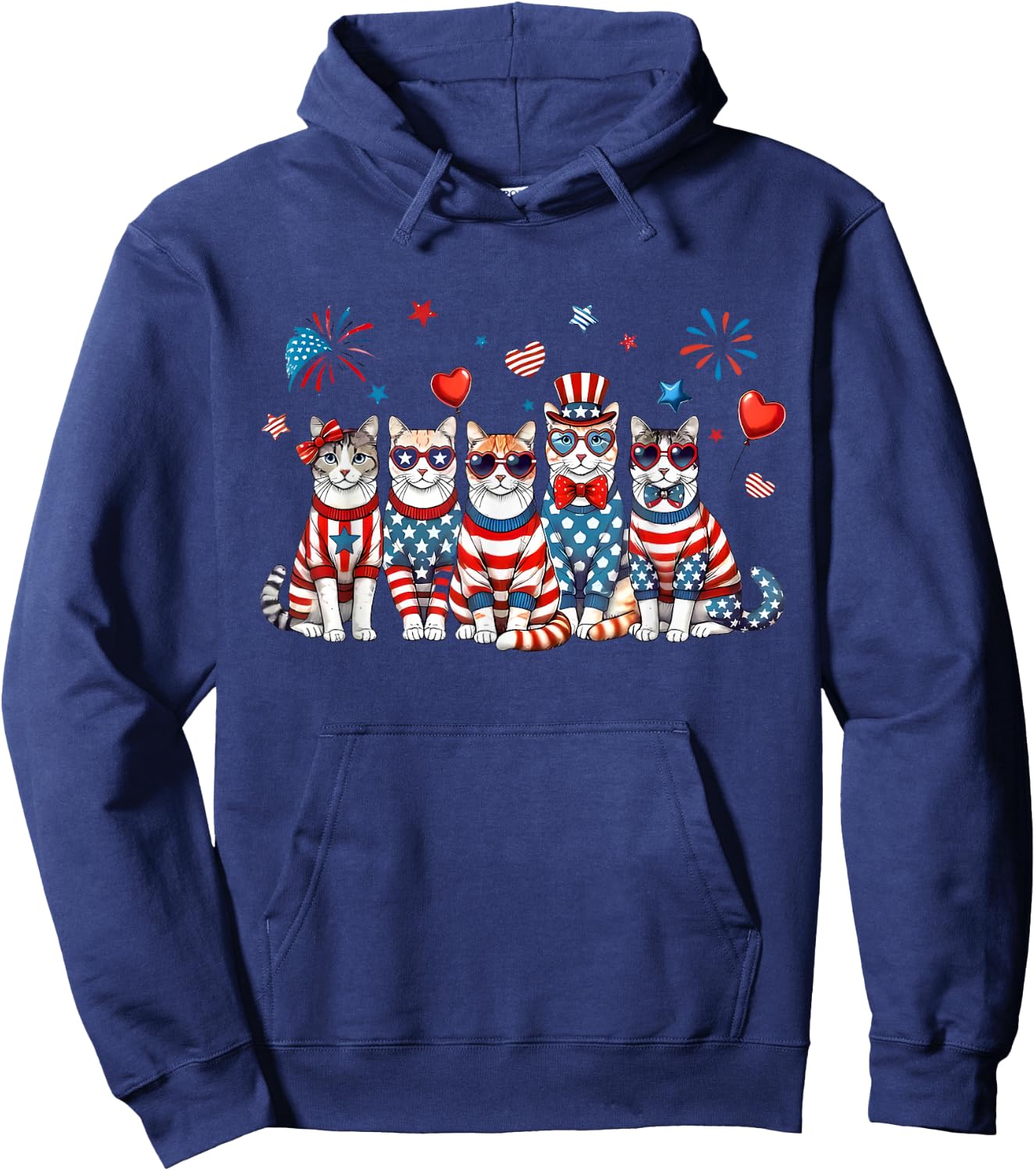 250 Years 1776 2026 250th Anniversary Cat 4th of July Hoodie - Hoodie | Navy