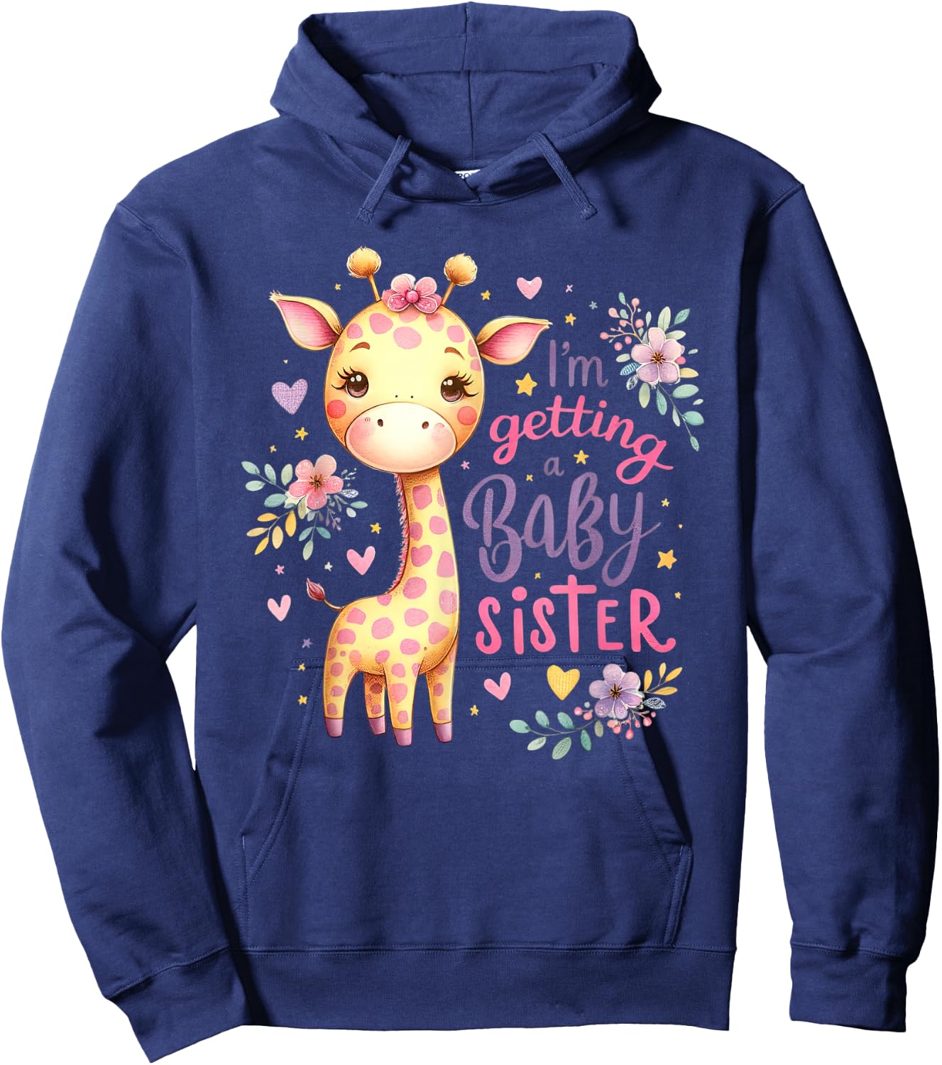 Baby Sister reveal I'm getting a Baby Sister Cute Giraffe Hoodie - Hoodie | Navy