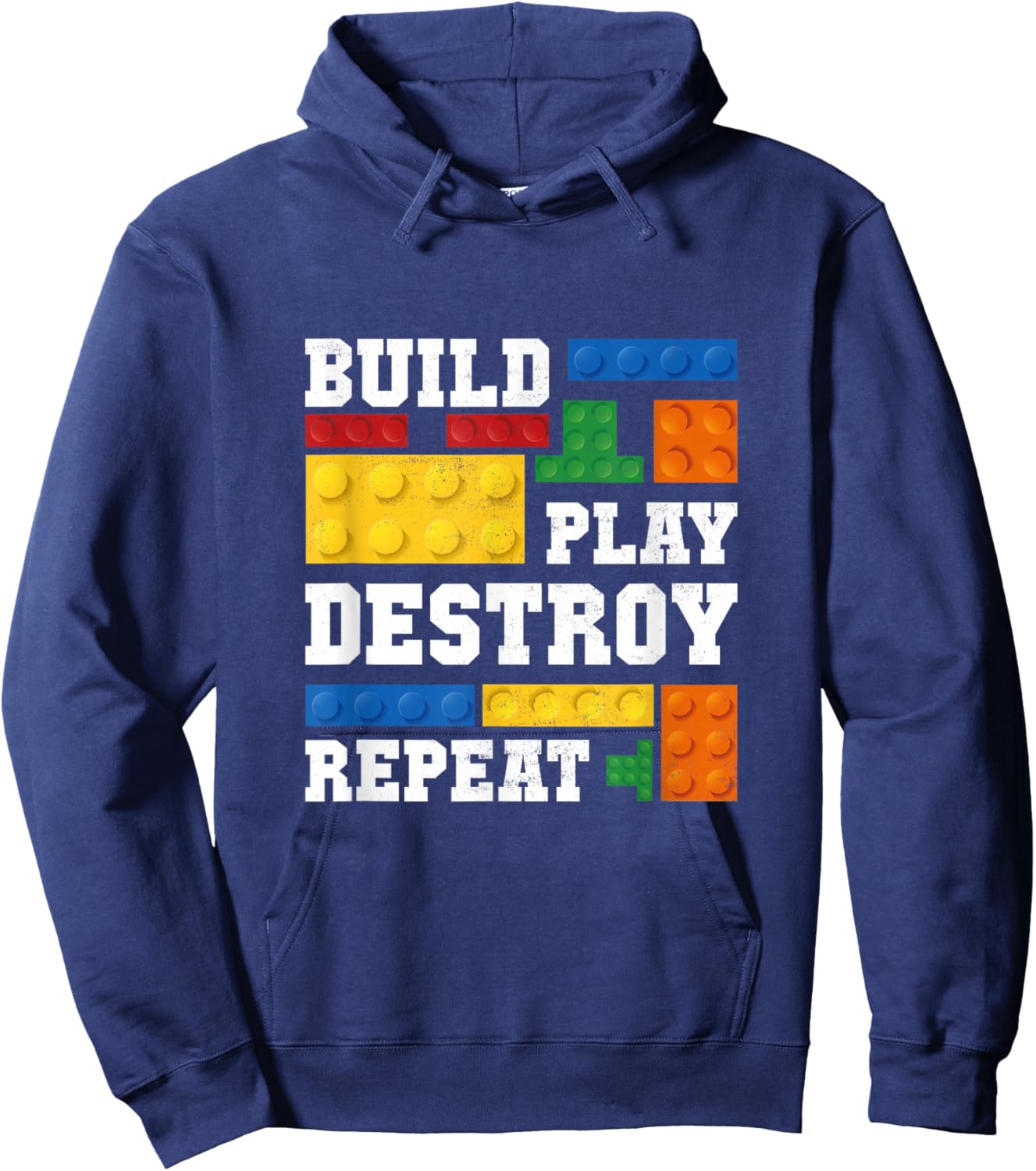 Build Play Destroy Repeat Brick Master Builder Kid Boy Girls Hoodie - Hoodie | Navy