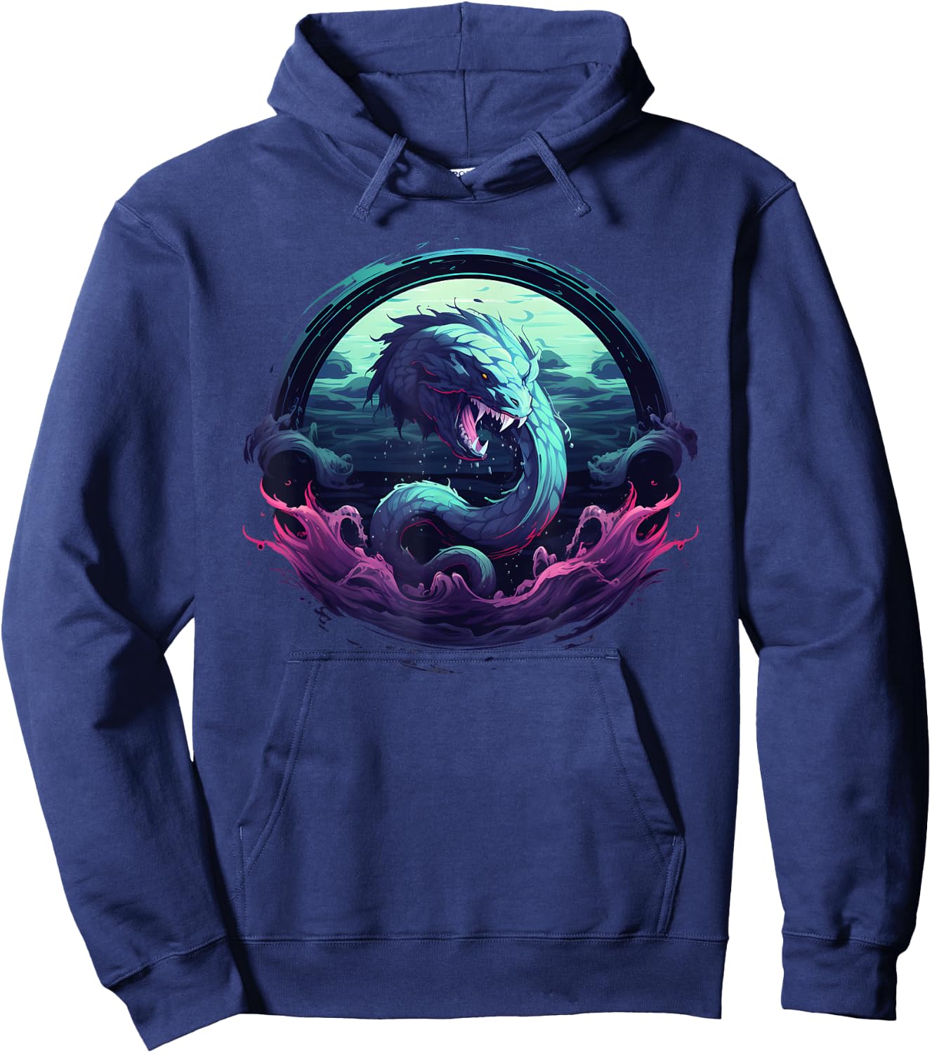 Leviathan Sea Monster Creature Cryptid Animal Ocean Graphic Hoodie - Hoodie | Navy