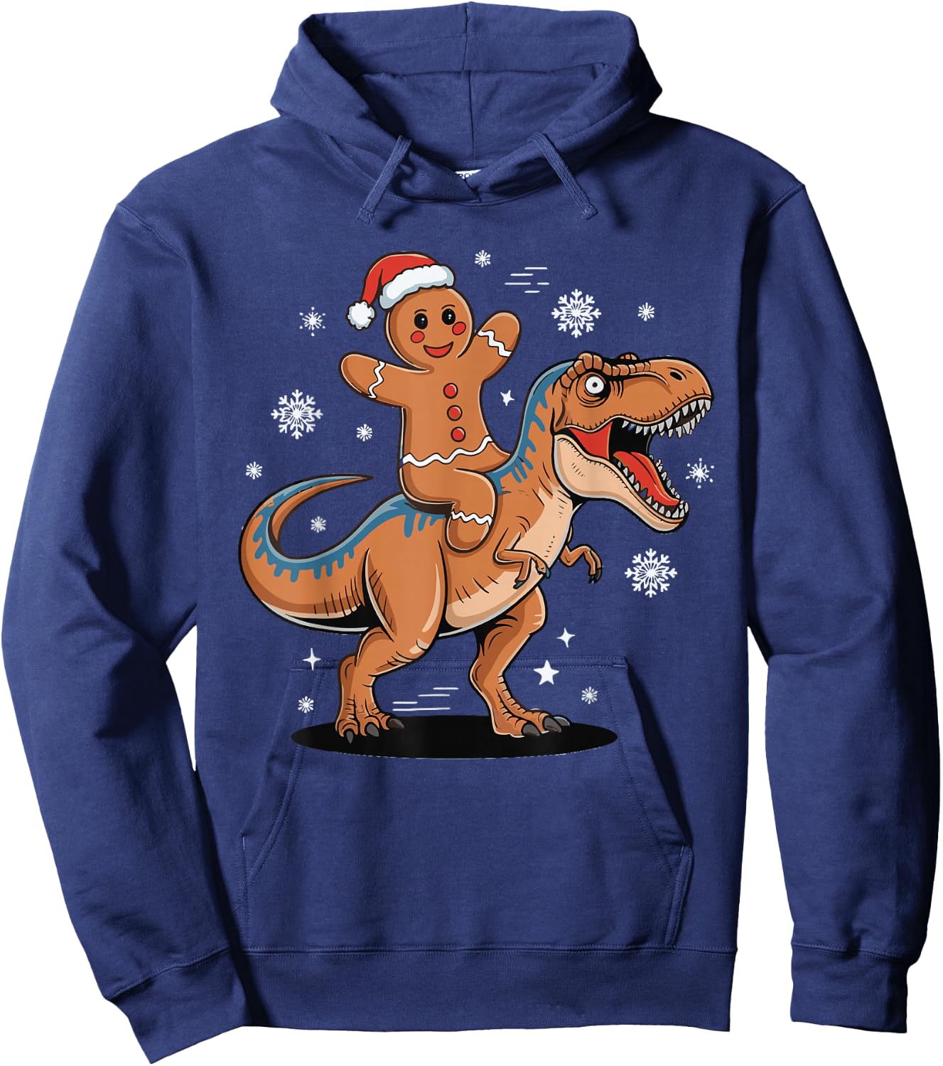 Gingerbread Riding T Rex Hoodie - Hoodie | Navy