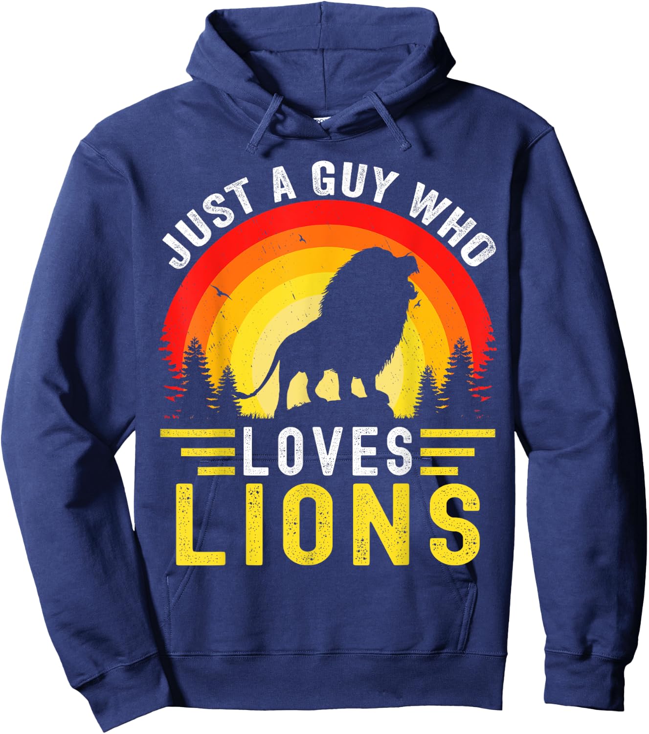 Just A Guy Who Loves Lions Retro Vintage Lion Hoodie - Hoodie | Navy