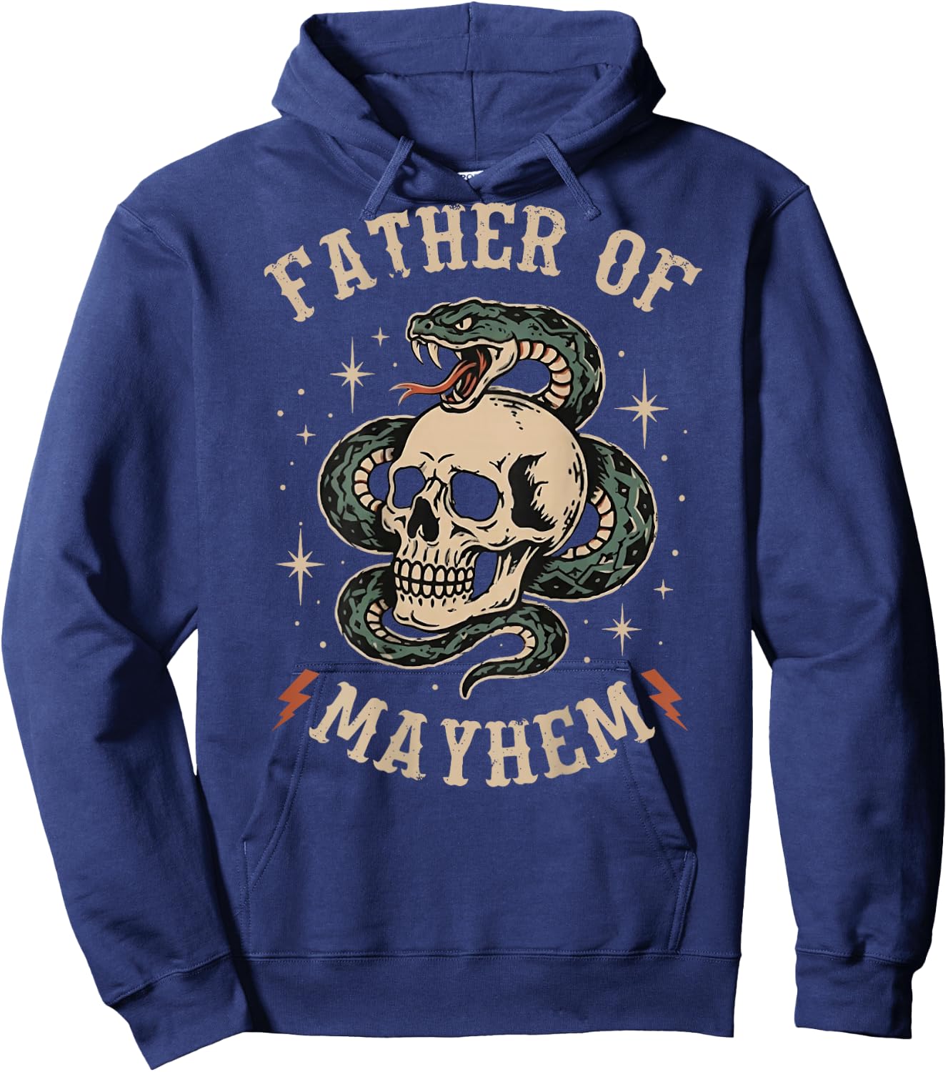 Father of Mayhem Tattoo Style Skull and Snake (on Back) Hoodie - Hoodie | Navy
