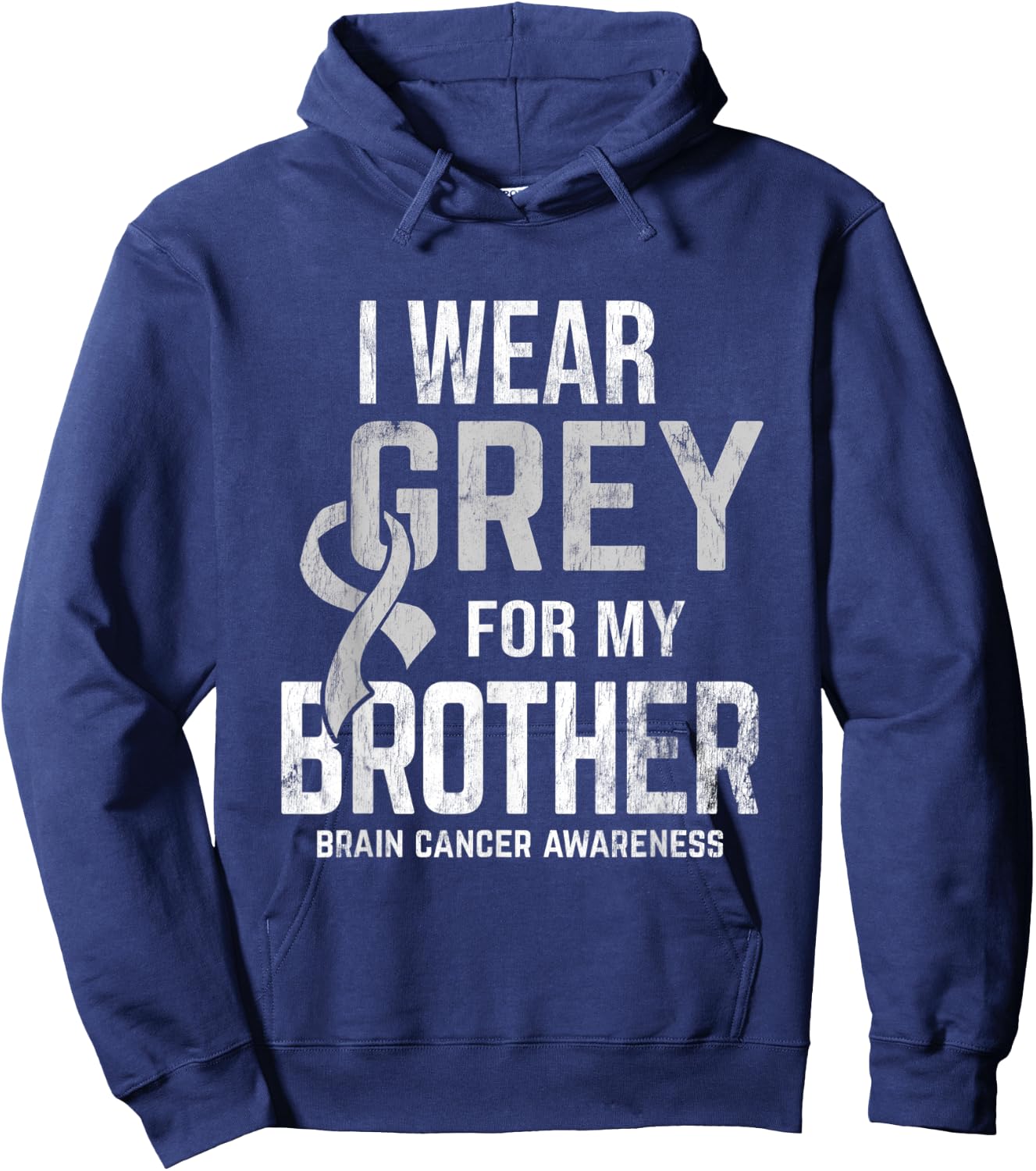 I Wear Grey For Brother Brain Cancer Awareness Brain Tumor Hoodie - Hoodie | Navy