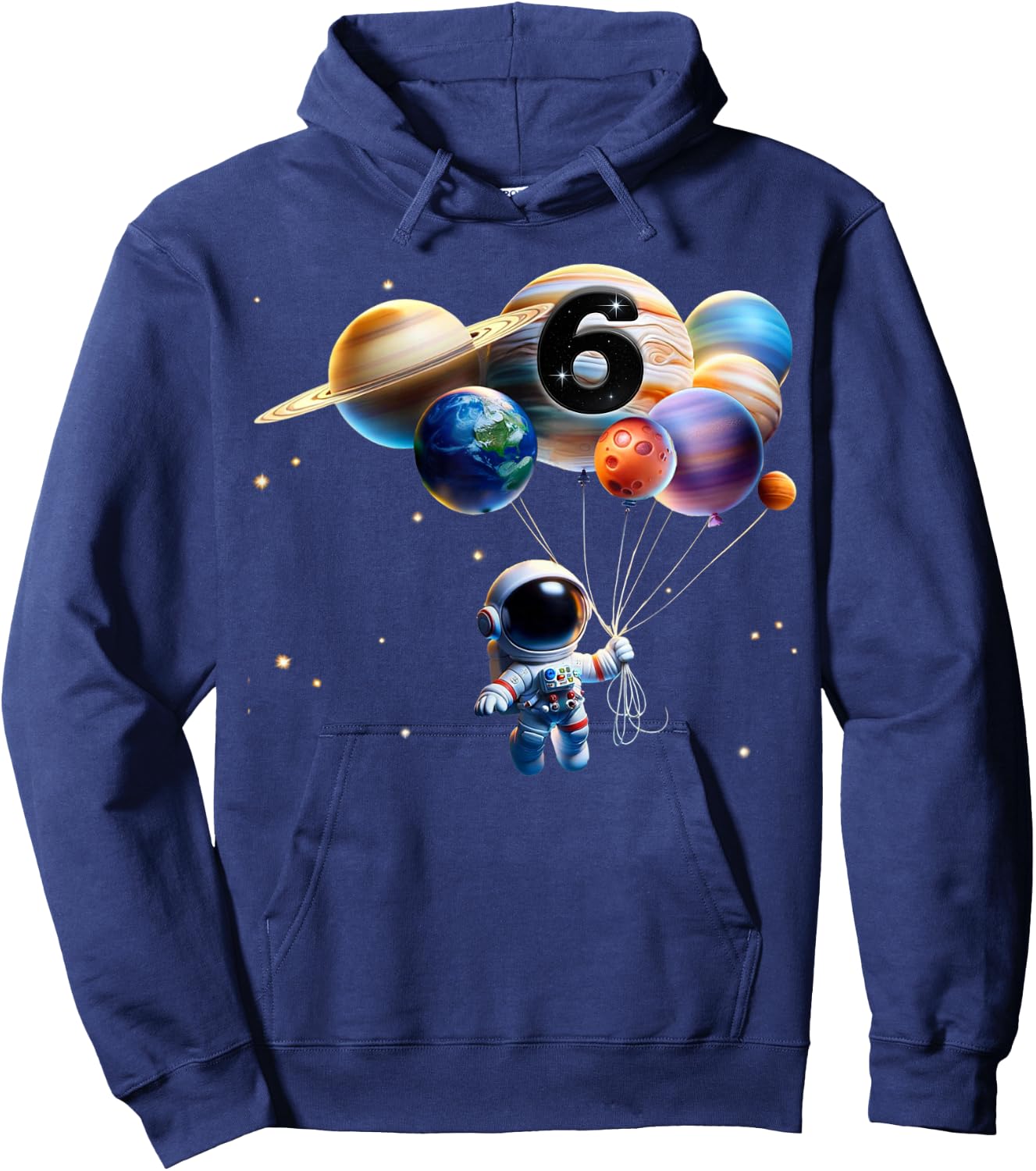 6 Years Old Birthday Boy Gifts Astronaut Planet 6th six Bday Hoodie - Hoodie | Navy