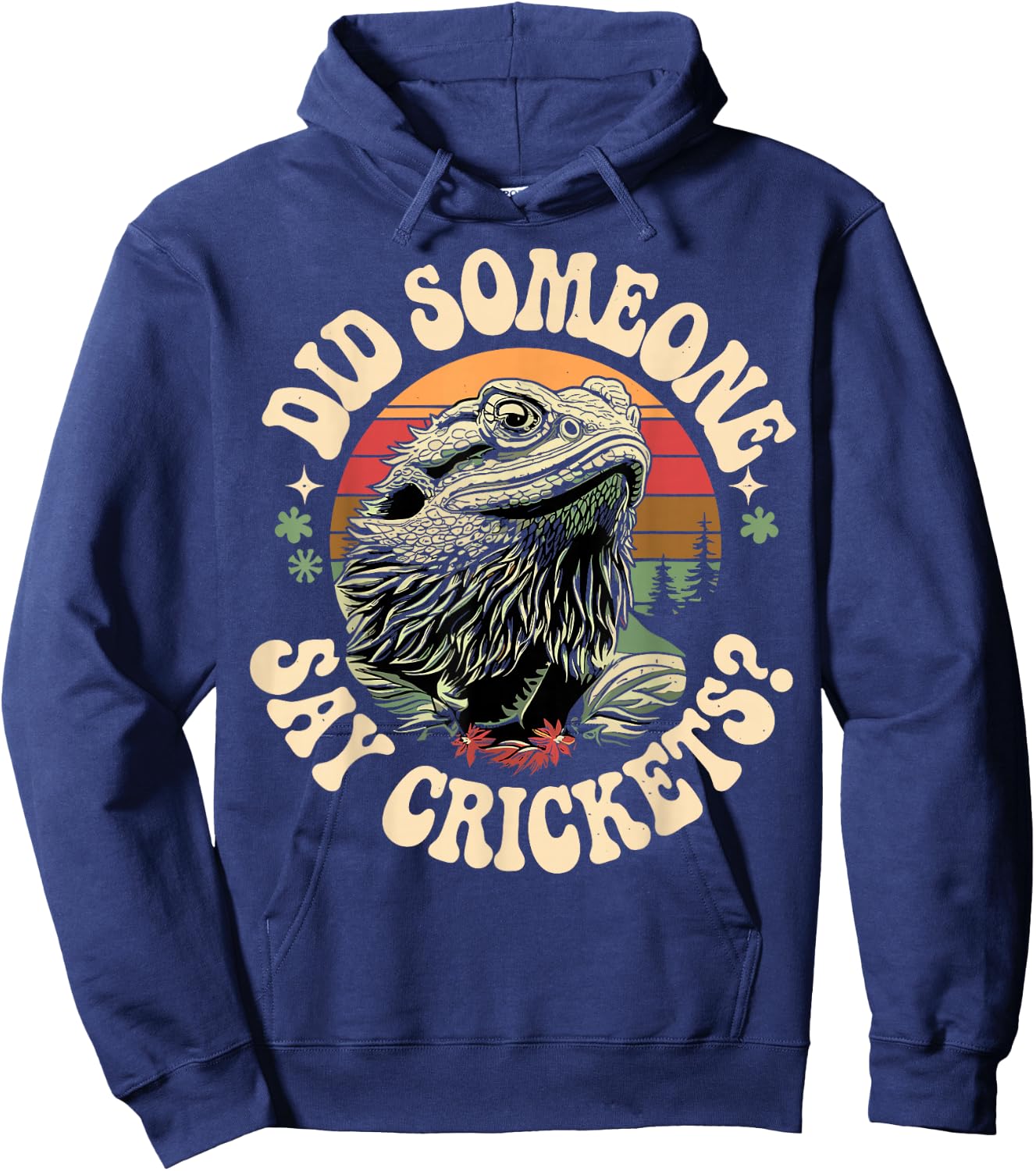 Bearded Dragon Lover Retro Got Crickets Tiny Dinosaur Hoodie - Hoodie | Navy