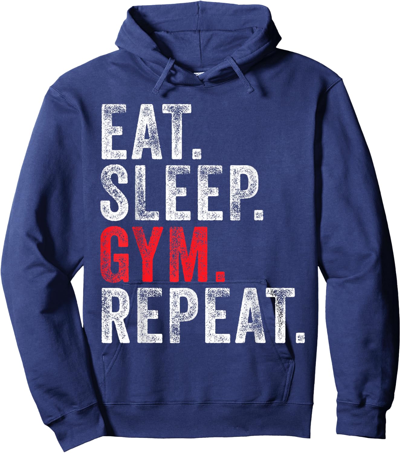 Eat Sleep Gym Repeat Funny Workout Train Vintage Distressed Hoodie - Hoodie | Navy
