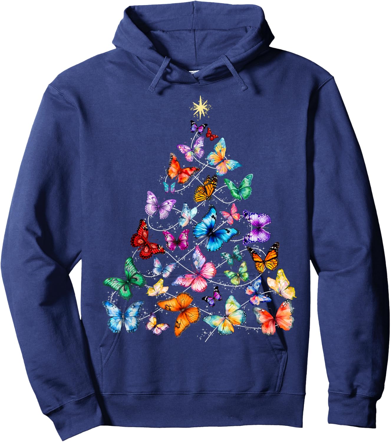 Butterfly Christmas Tree Lights Insect Christmas Gifts Hoodie - Hoodie | Navy