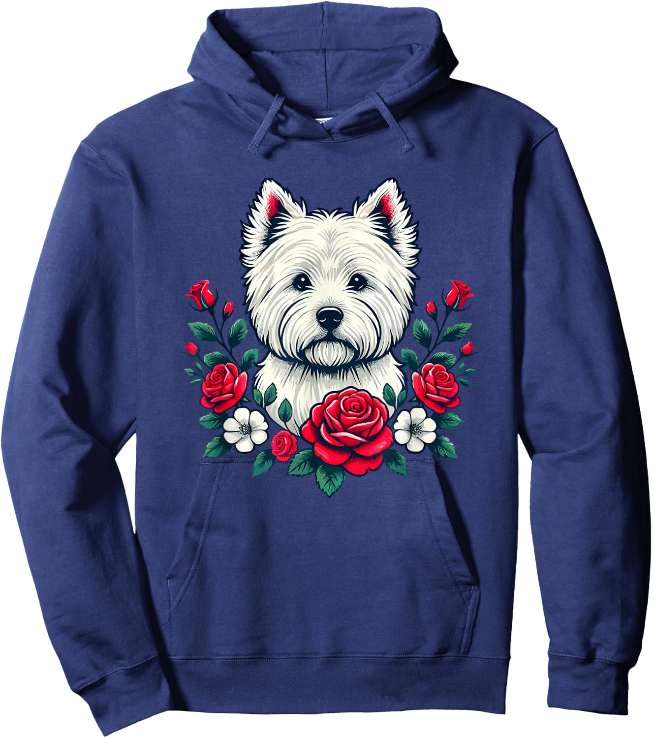 Roses Flowers West Highland White Terrier Westie Hoodie - Hoodie | Navy