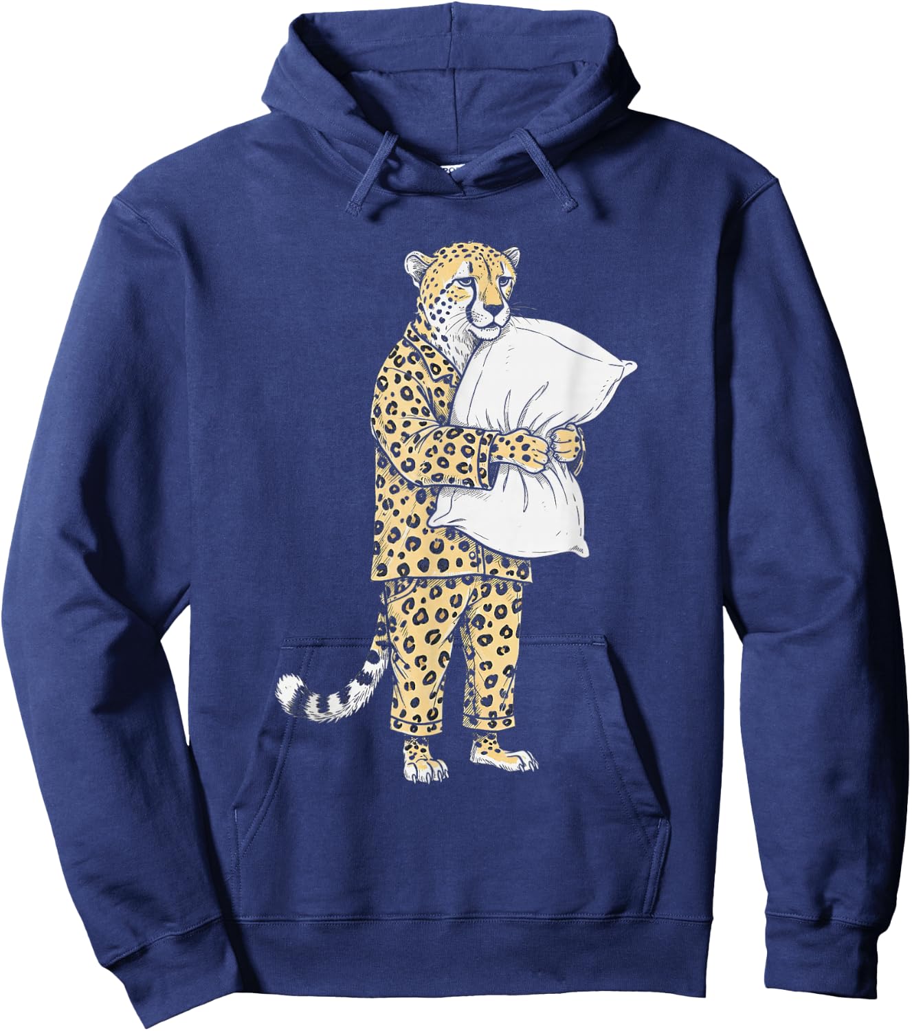 Funny Sleepy Cheetah Pajama Women Men Kids Boys And Girls Hoodie - Hoodie | Navy