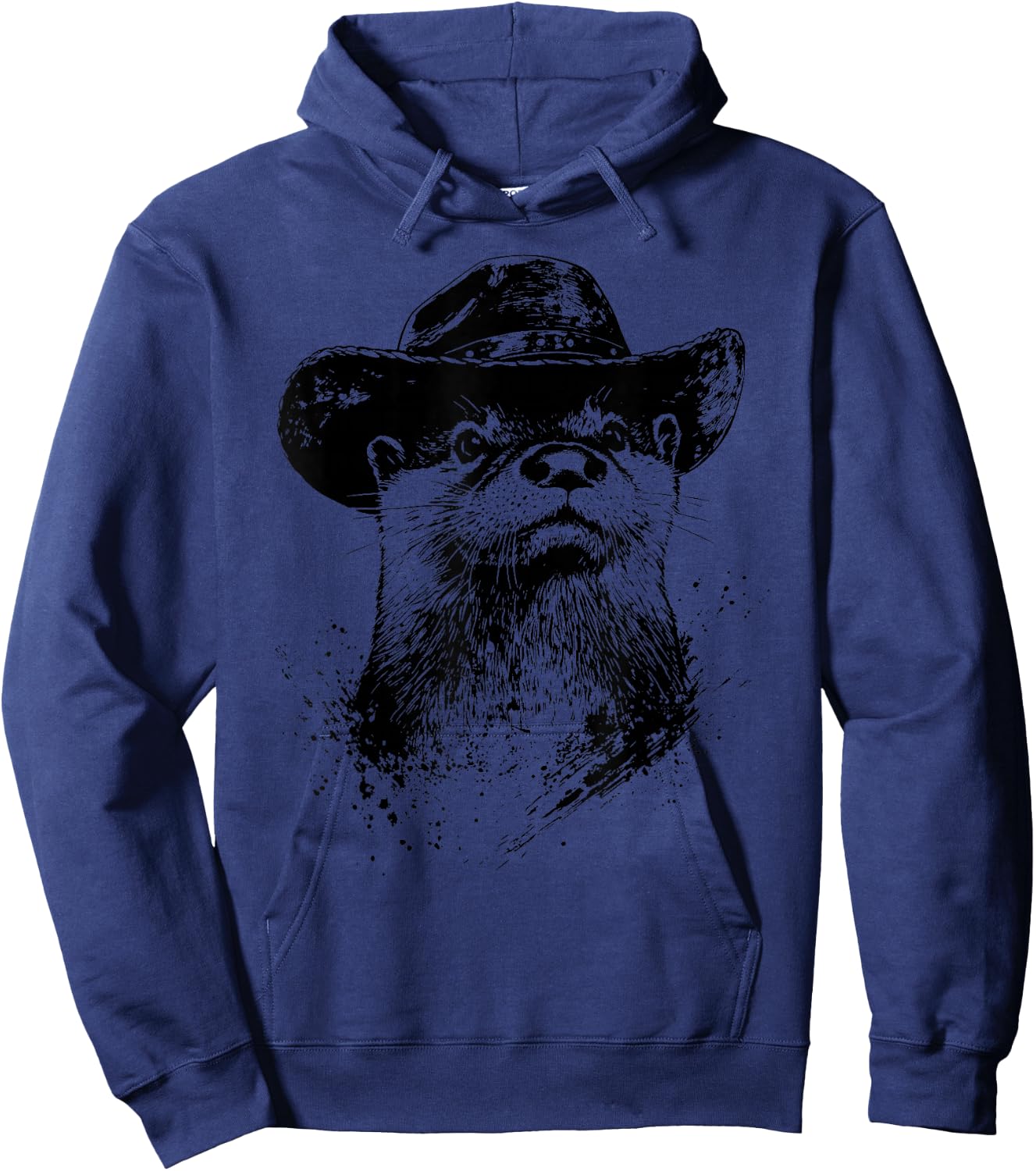 Vintage Minimalist Line Art Otter Cowboy Funny Otter Lover Hoodie - Hoodie | Navy