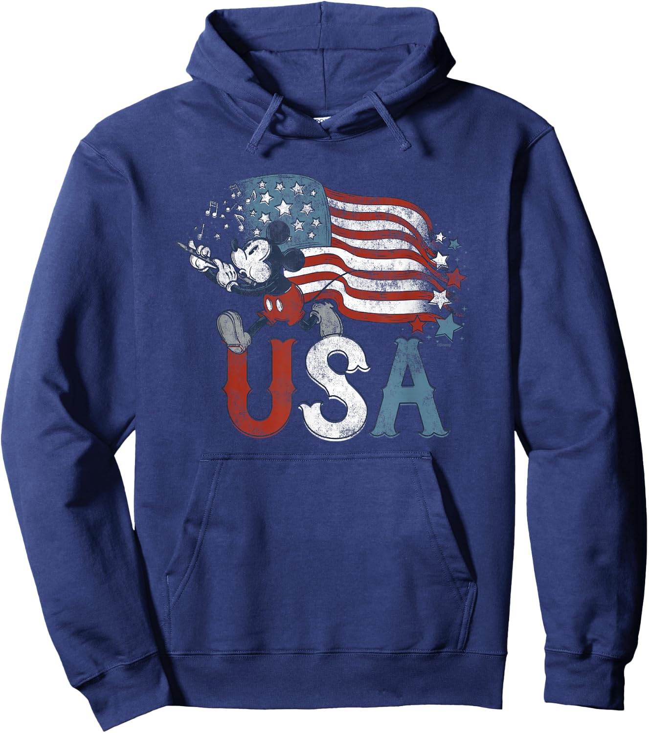 Disney Mickey Mouse with Flute America USA Flag 4th of July Hoodie - Hoodie | Navy
