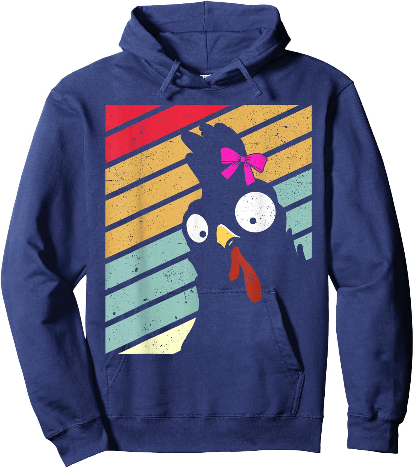 Funny Chicken Women Retro Chicken Farmer Girls Hoodie - Hoodie | Navy