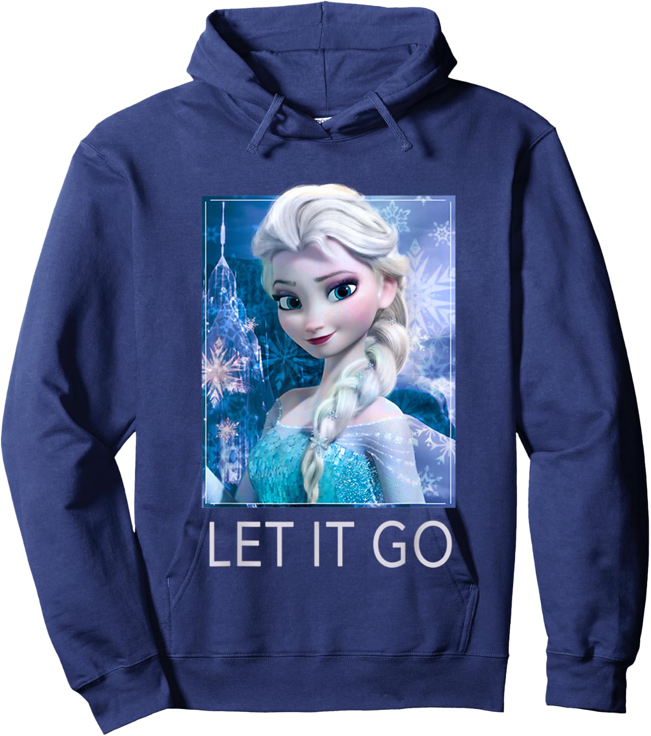 Disney Frozen Let It Go Elsa Ice Palace Vintage Portrait Hoodie - Hoodie | Navy