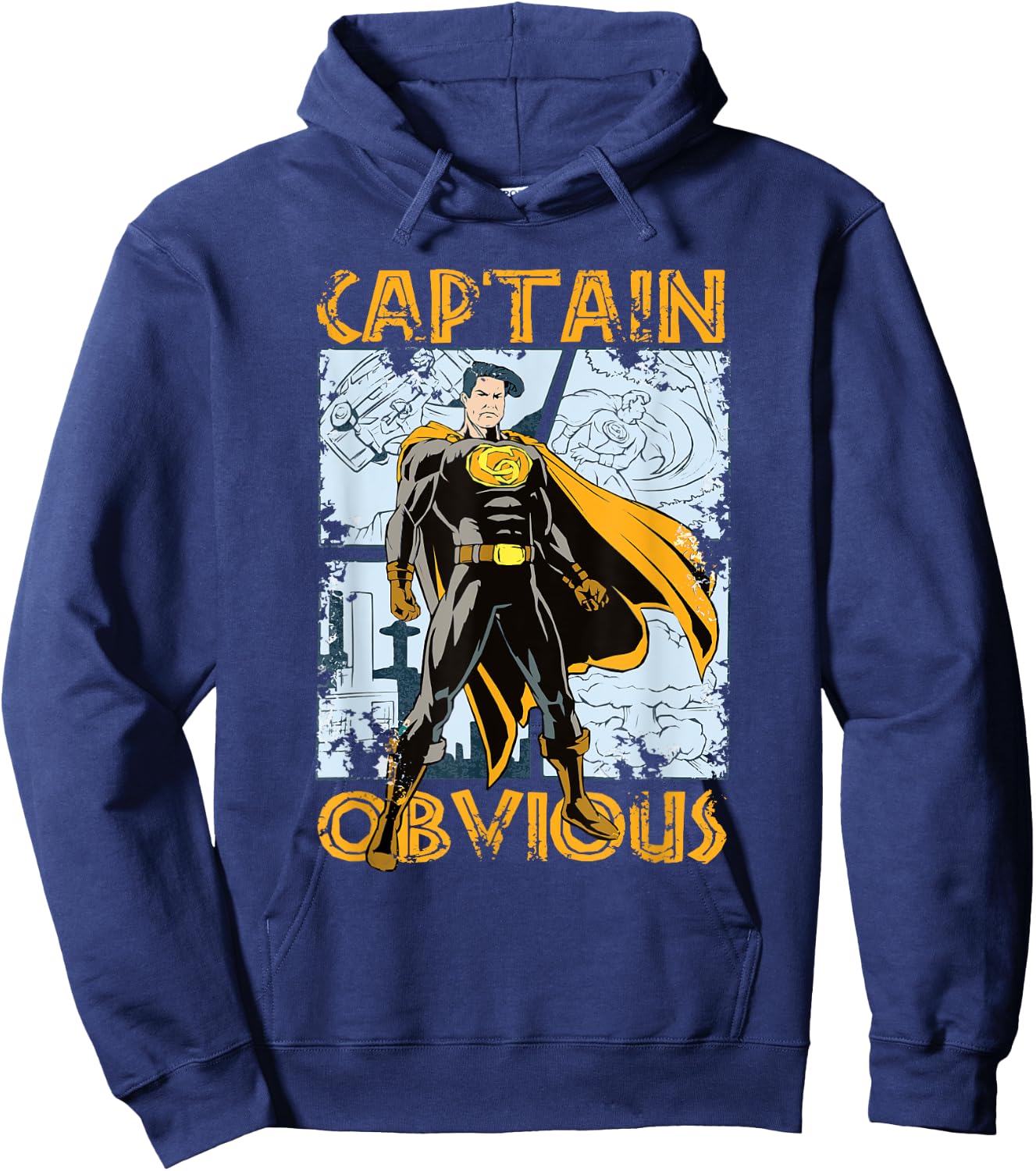 Captain Obvious Funny Sarcastic Graphic Novelty Superhero Hoodie - Hoodie | Navy