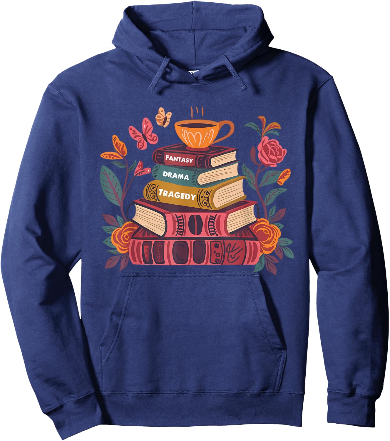 Retro Subtle Book Fantasy Drama Tragedy Funny Bookish Reader Hoodie - Hoodie | Navy