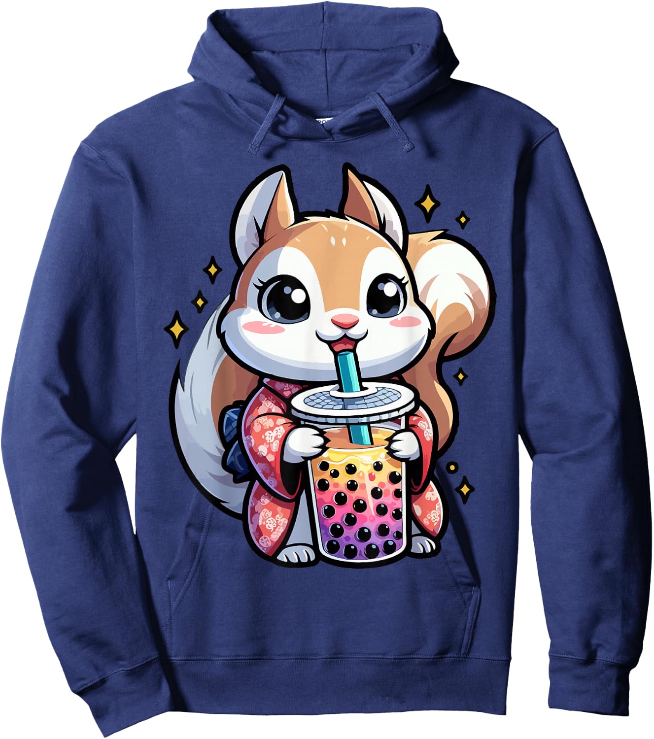 Squirrel Bubble Boba Tea Anime Cute Kawaii Hoodie - Hoodie | Navy