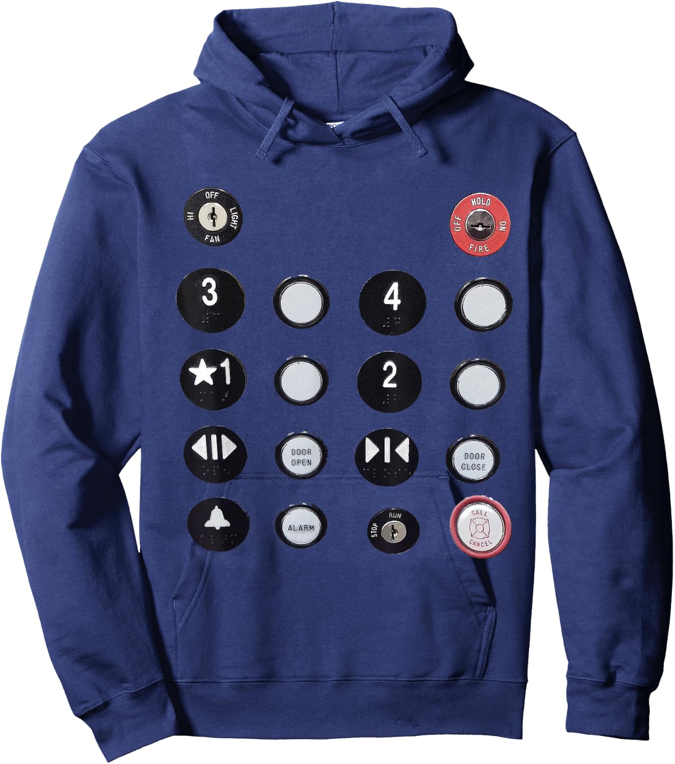 Funny - Elevator Button Hoodie - Hoodie | Navy