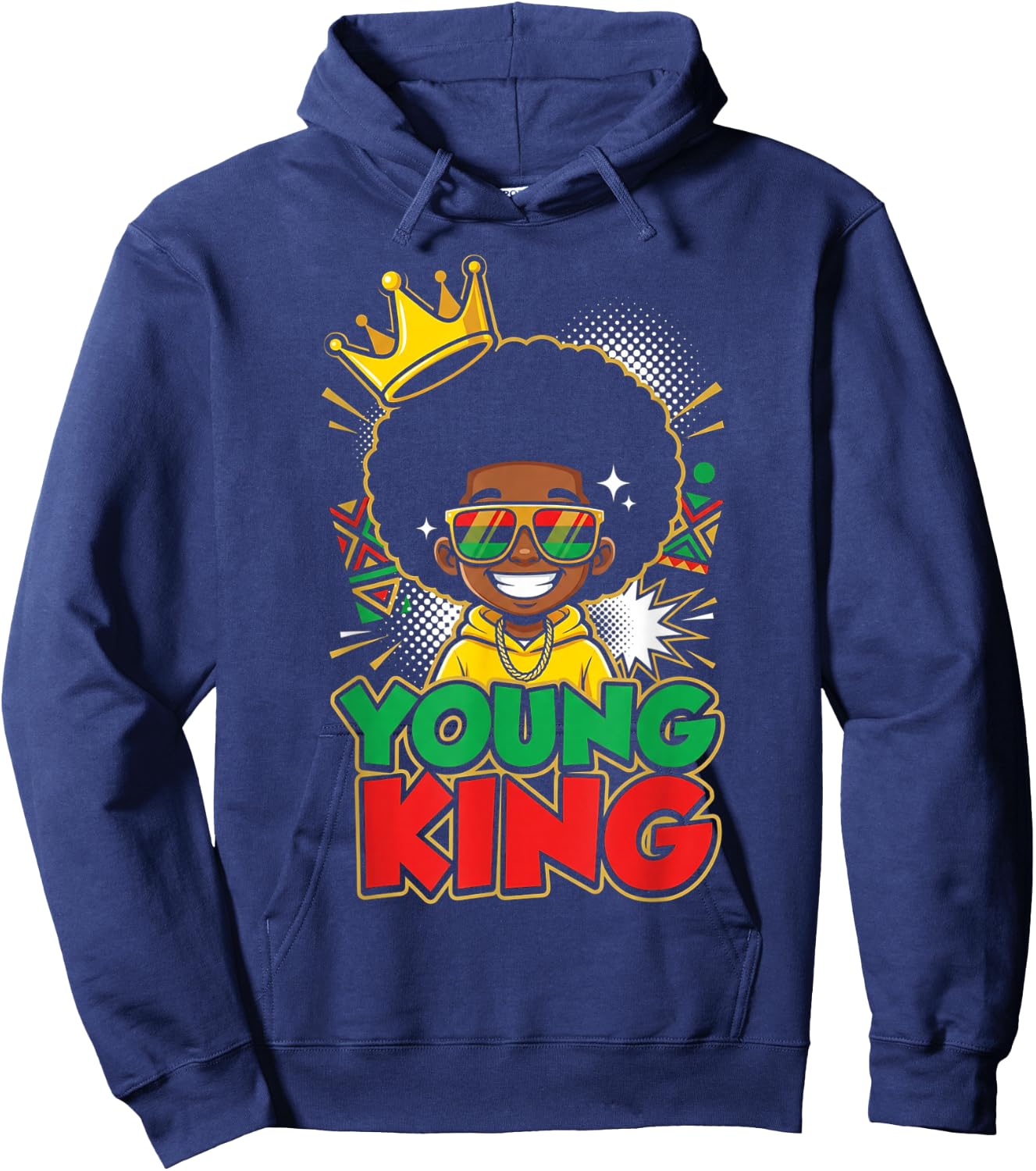 Black Young King Black History Month Juneteenth Kids Boys Hoodie - Hoodie | Navy