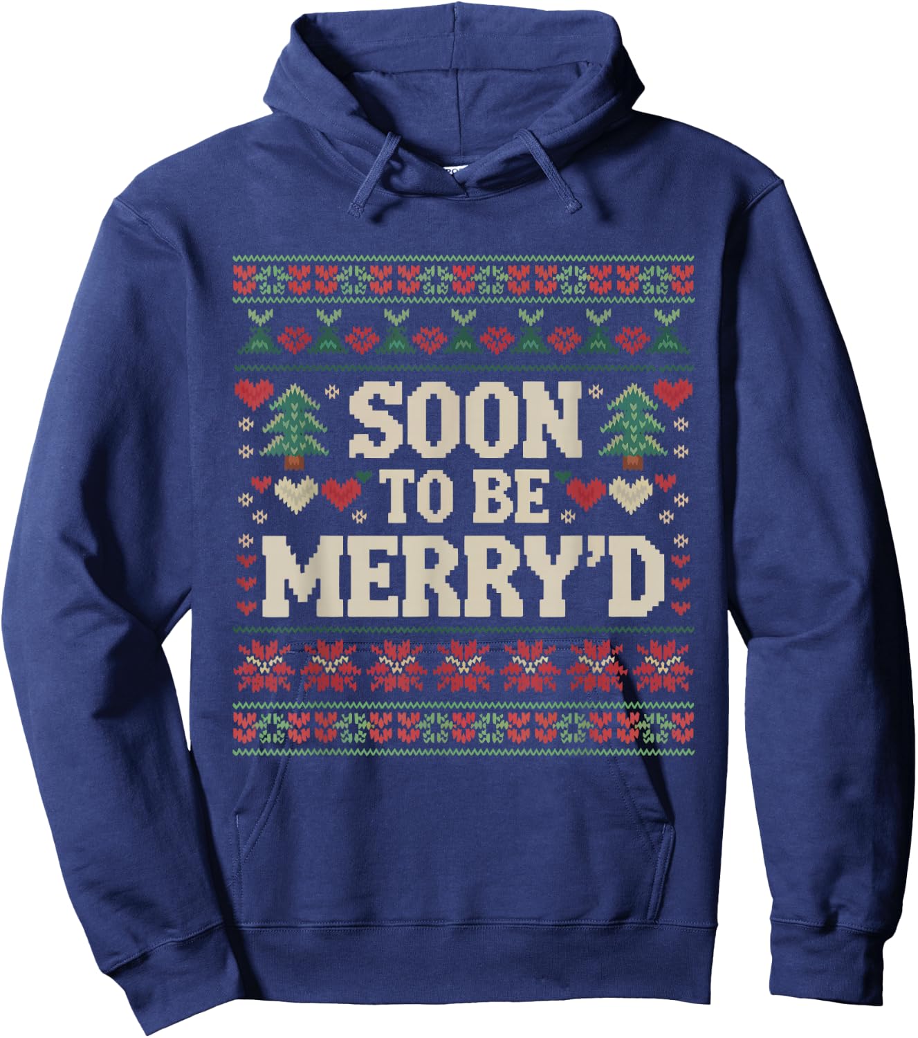 Soon To Be Merry'd Engaged Couples Matching Ugly Christmas Hoodie - Hoodie | Navy