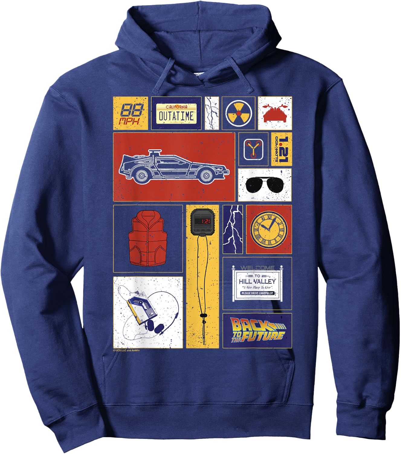 Back to The Future 35th Anniversary Icon Panels Hoodie - Hoodie | Navy