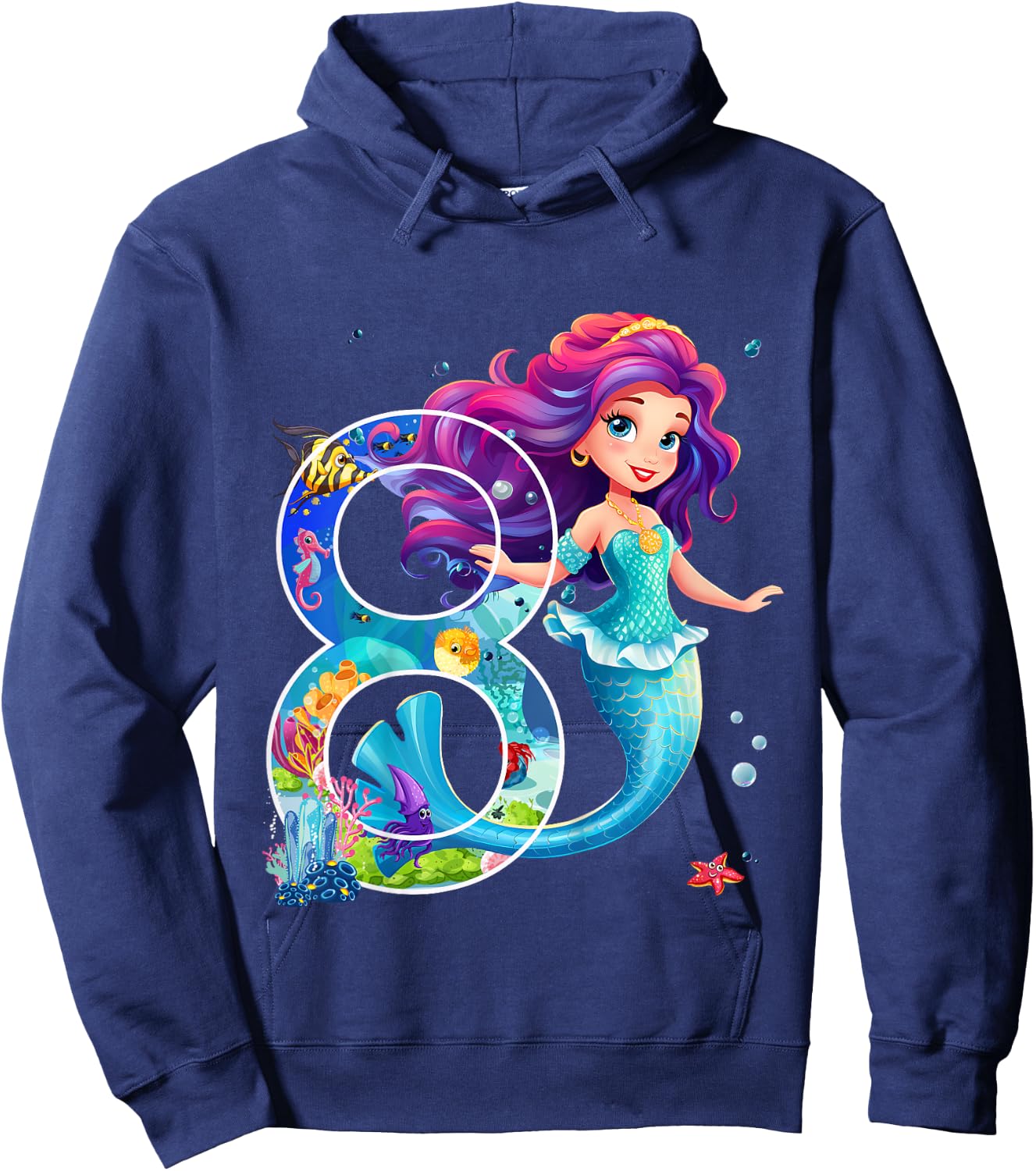 Meerjungfrau 8. Geburtstag Mädchen 8 Jahre Design Hoodie - Hoodie | Navy