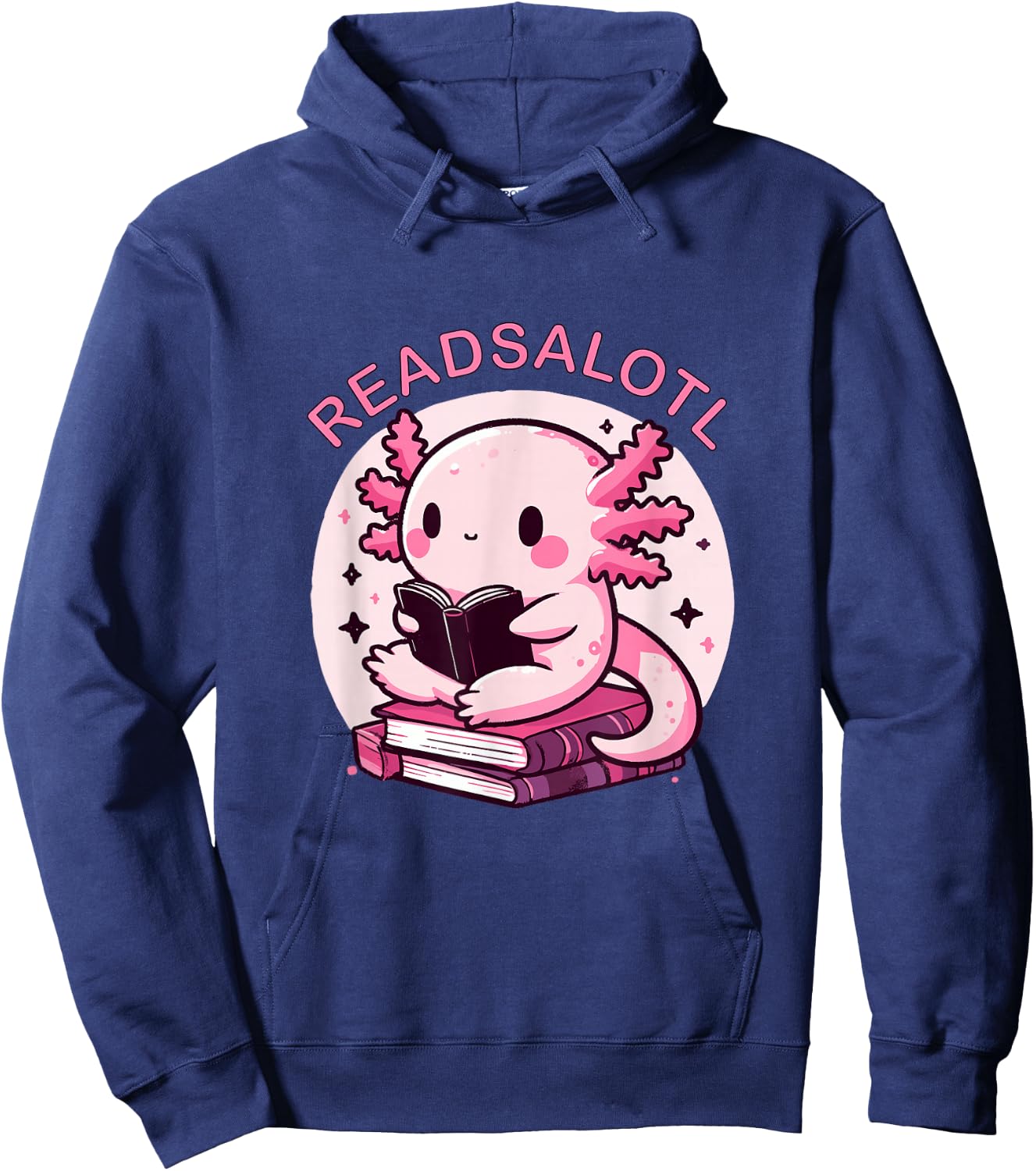 Cute Axolotl Readsalotl Reading Books Bookworm Boys Girls Hoodie - Hoodie | Navy