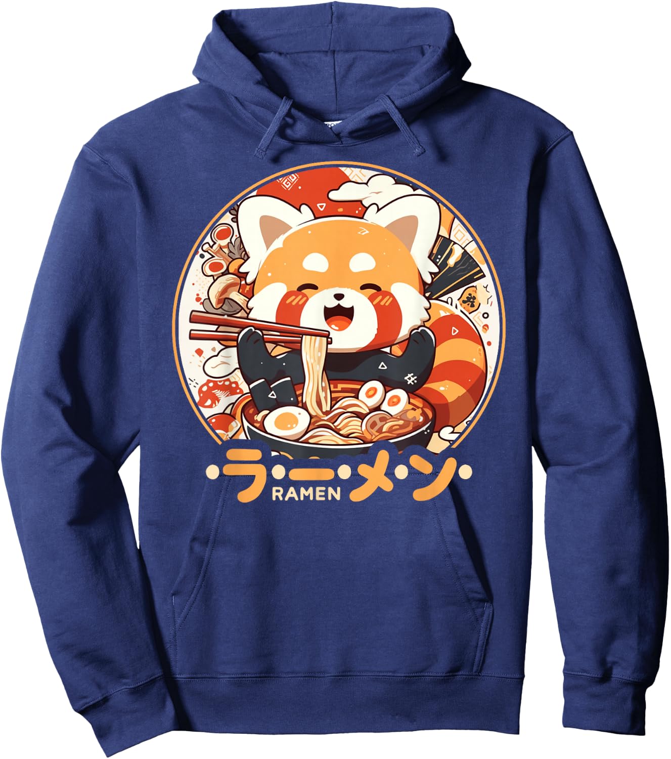 Red Panda Loves Ramen Kawaii Neko Red Panda Ramen , black Hoodie - Hoodie | Navy