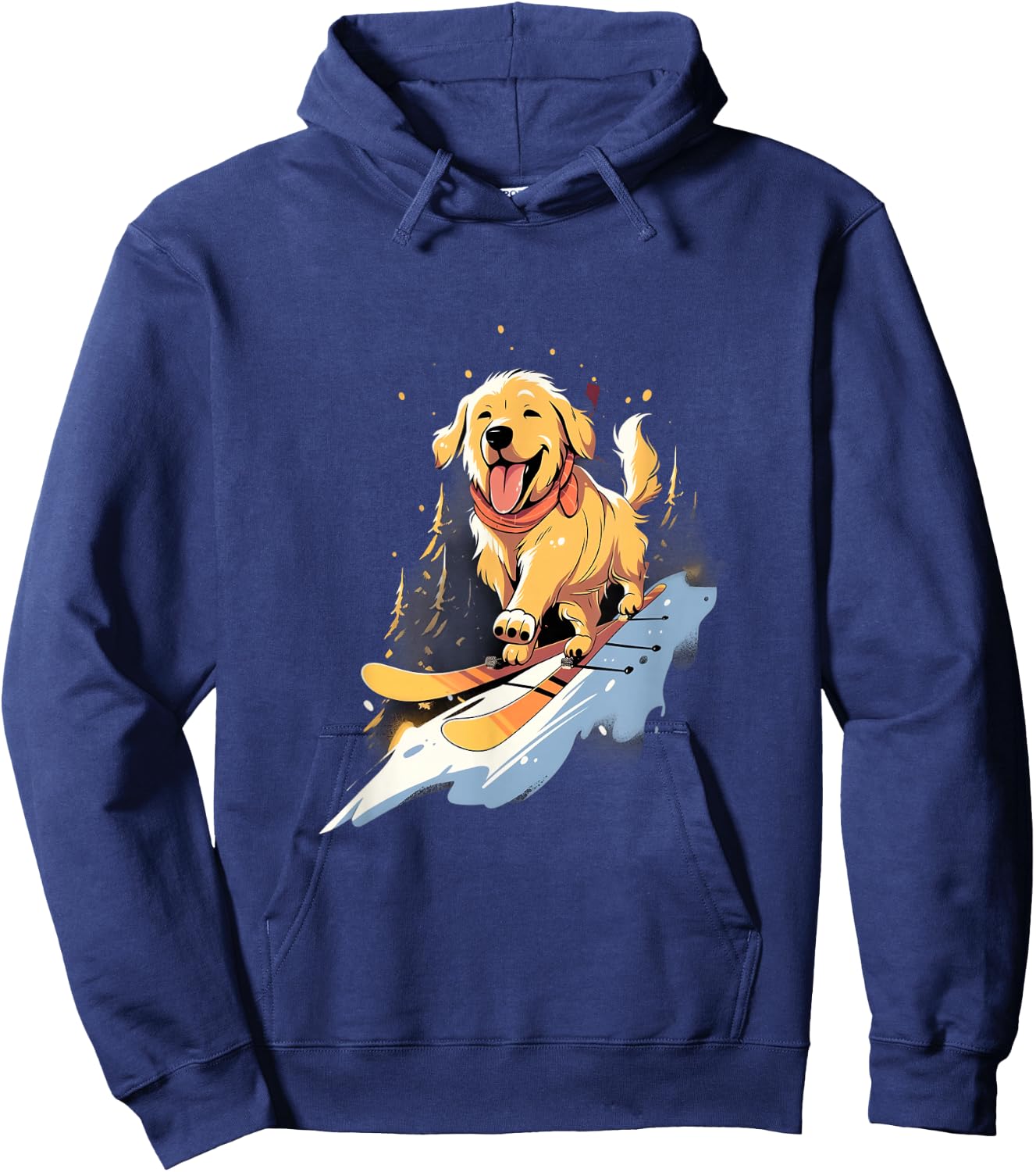 Golden Retriever Skiing Dog Skier Ski Winter Snow Hoodie - Hoodie | Navy