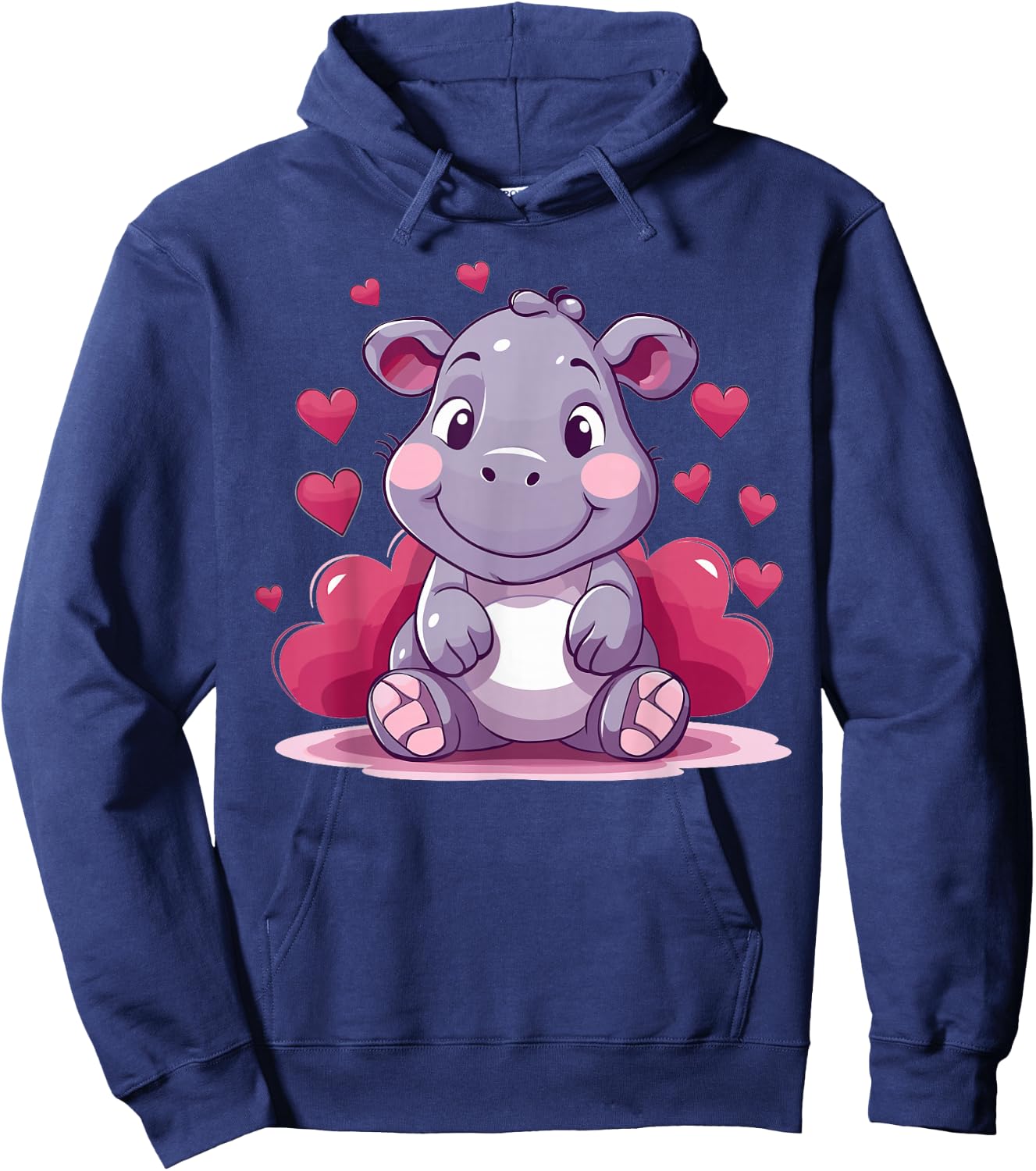 Cute Hippo with Hearts I Kids Hippo Hoodie - Hoodie | Navy
