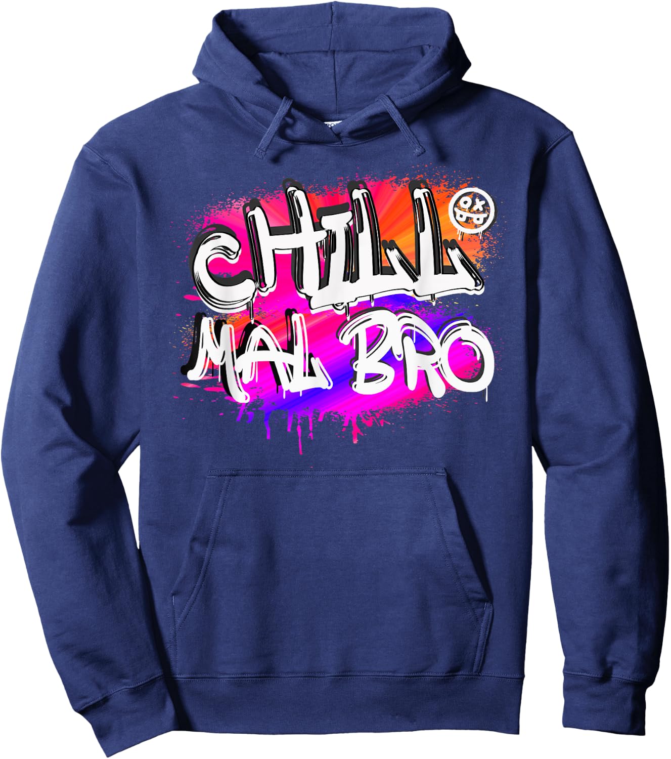 Saying, Chill mal Bro Graffiti Design , black, s Hoodie - Hoodie | Navy