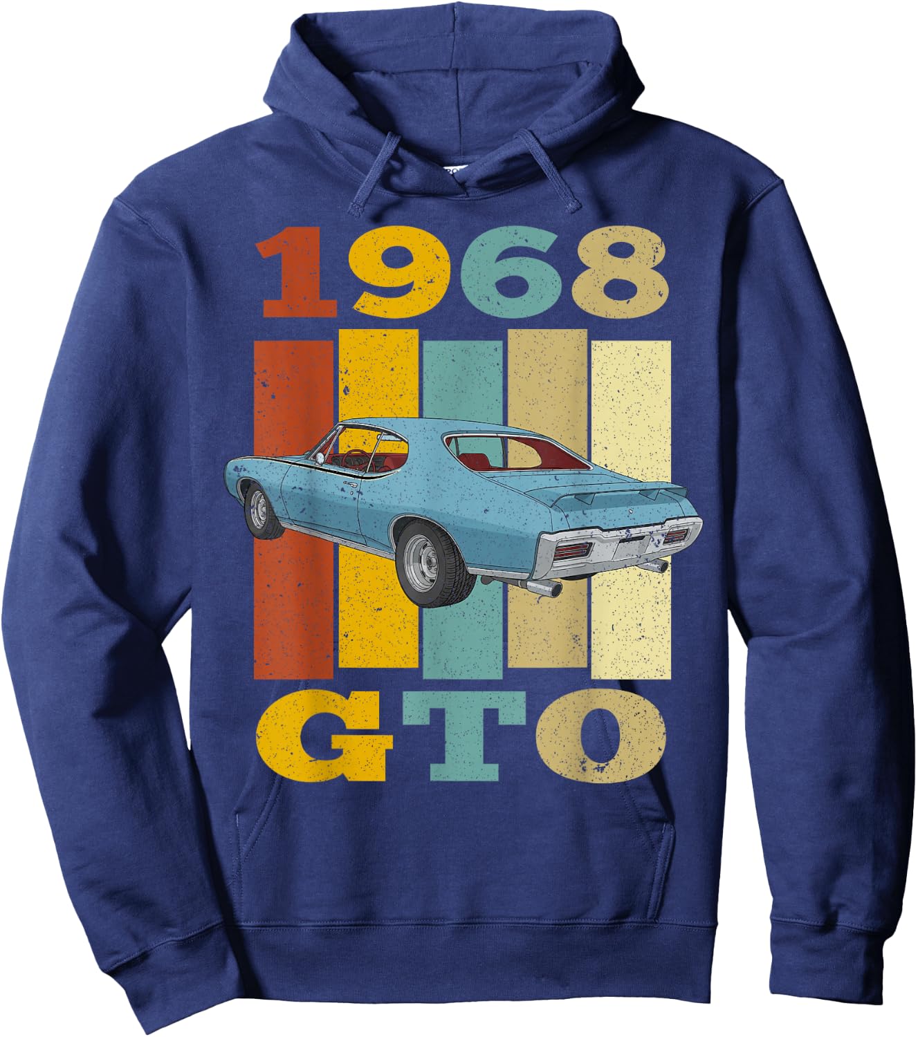 68 1968 GTO Vintage Silhouette Muscle Car Hoodie - Hoodie | Navy