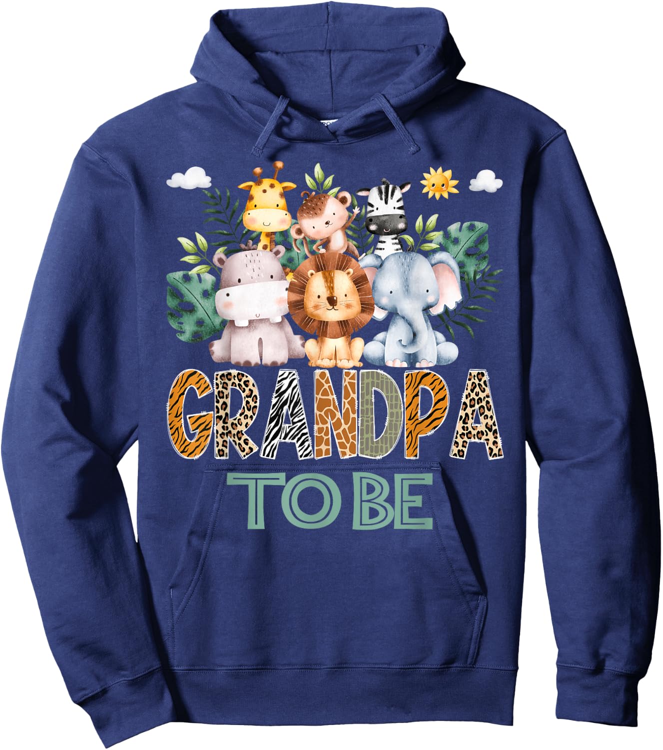 Soon To Be Grandpa Jungle Animal Safari Gender Reveal Hoodie - Hoodie | Navy
