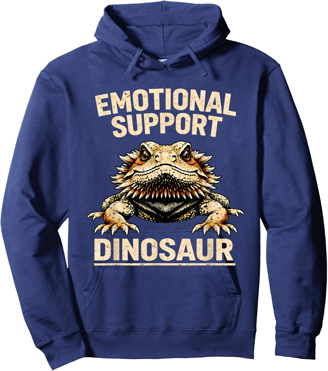 Emotional Support Dinosaur Bearded Dragon Lizard Pet Funny Hoodie - Hoodie | Navy