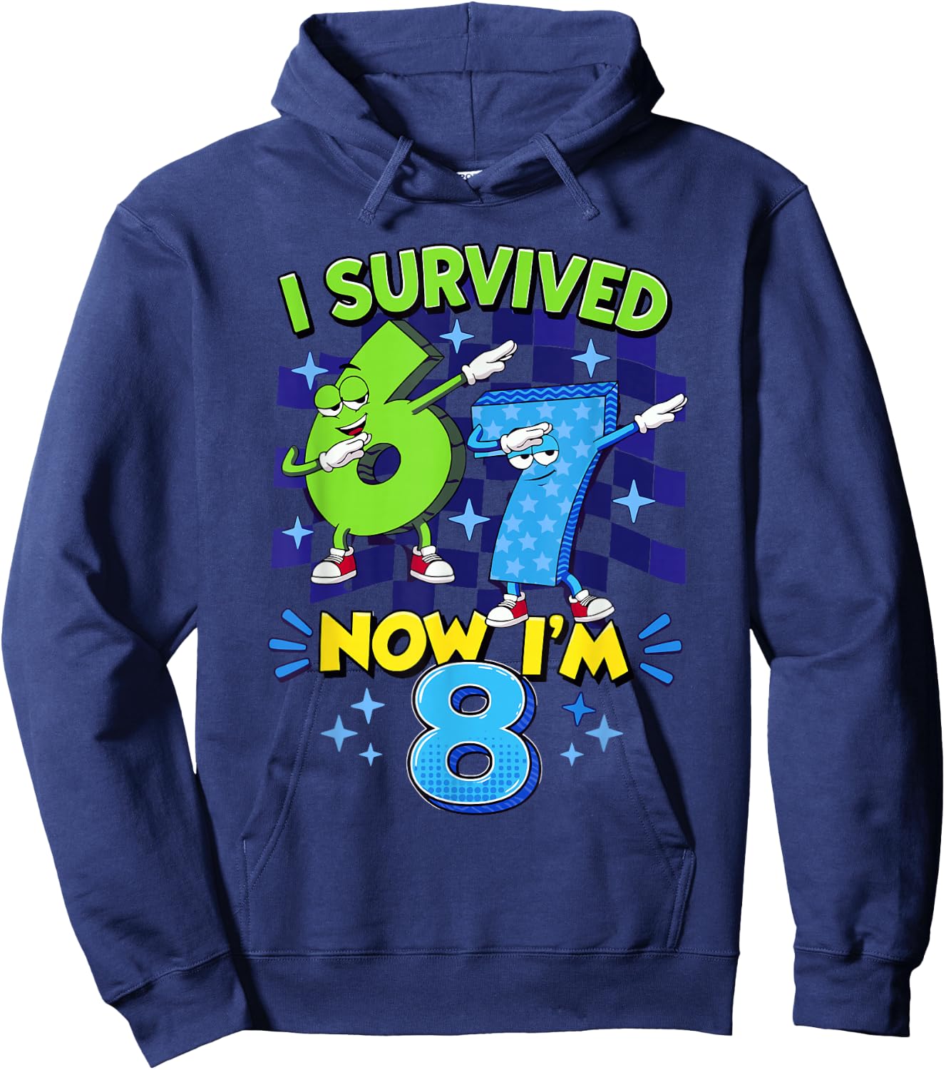 8th Birthday Dabbing Six Seven I Survived 67 Now I'm 8 Hoodie - Hoodie | Navy