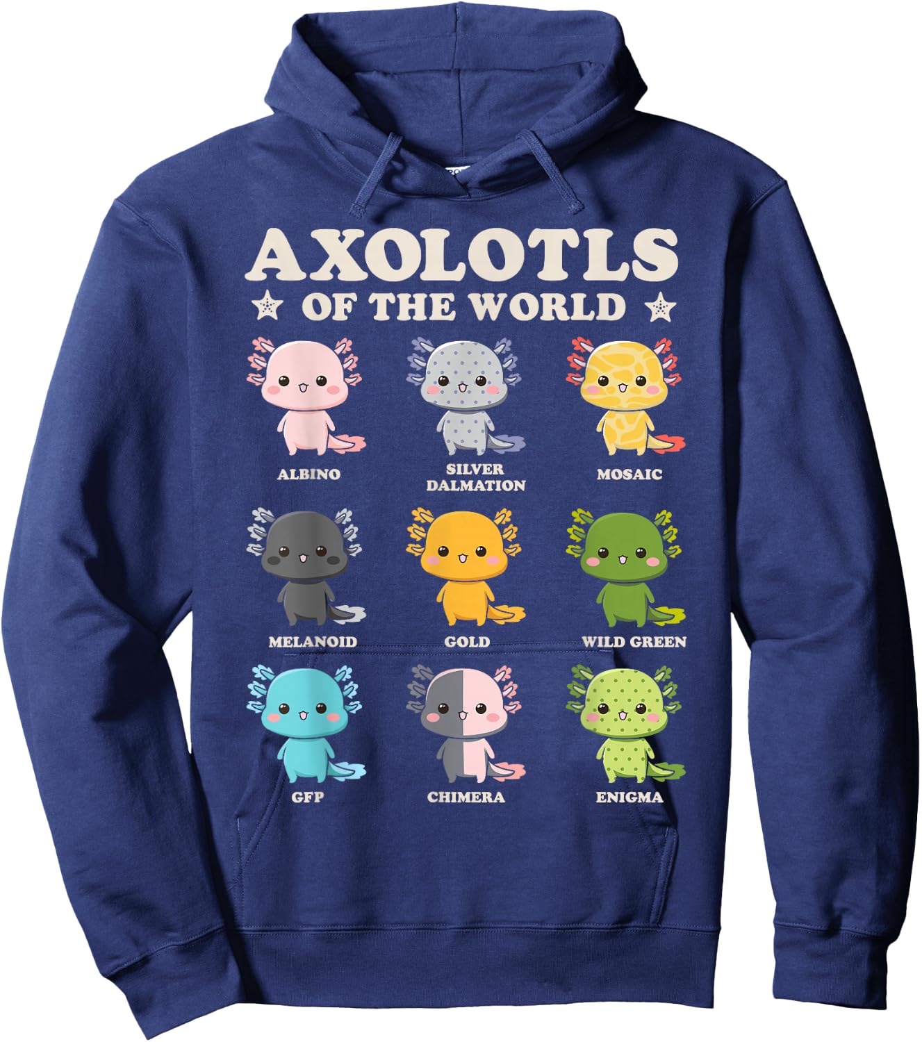 Axolotls Of The World Axolotl Amphibian Animal Lovers Kawaii Hoodie - Hoodie | Navy