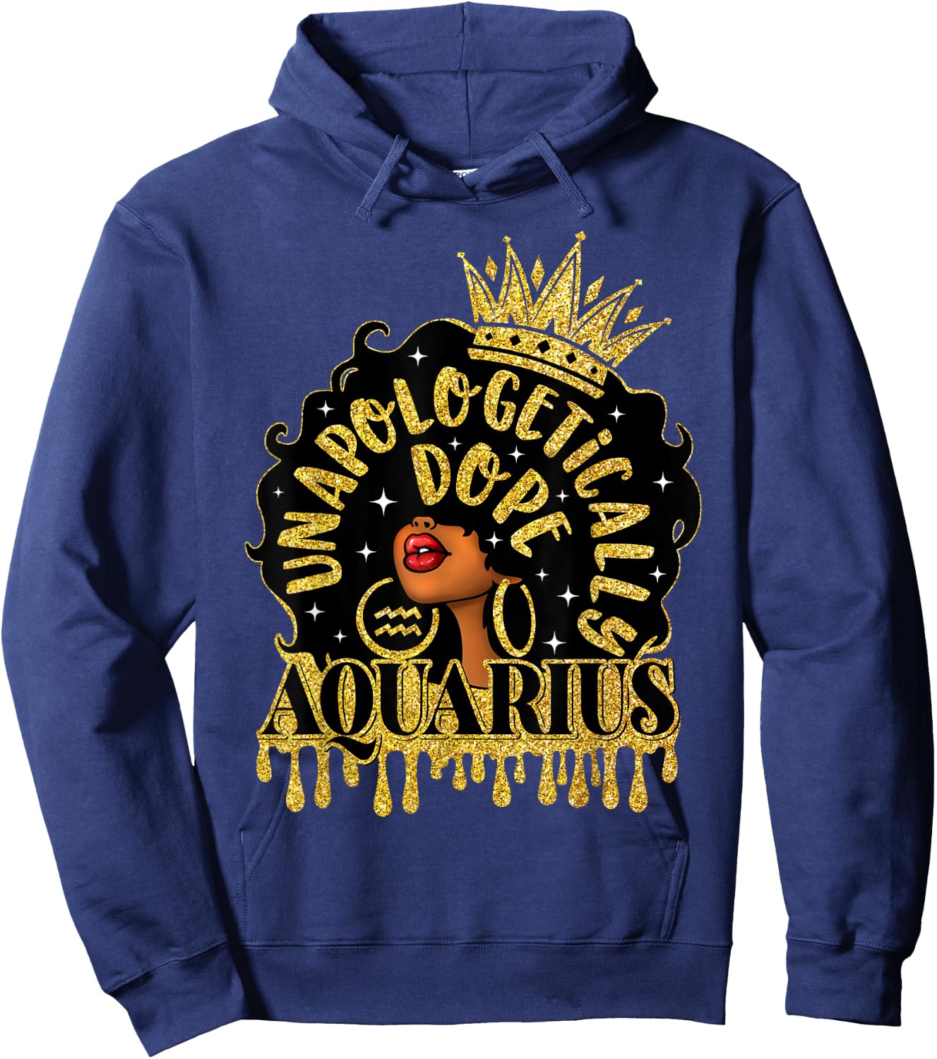 Unapologetically Dope Aquarius Zodiac Afro Black Woman Hoodie - Hoodie | Navy