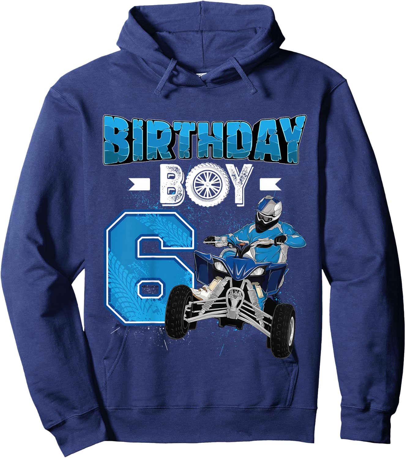 Kids 6 Years Old Quad ATV Four Wheeler 6th Birthday Boy , black, 80 Hoodie - Hoodie | Navy