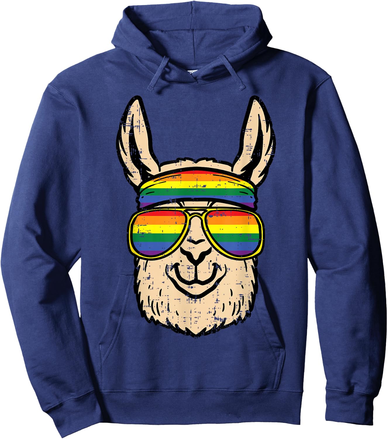Gay Pride Llama Rainbow Flag Lgbt Alpaca Ally Men Boys Kids Hoodie - Hoodie | Navy