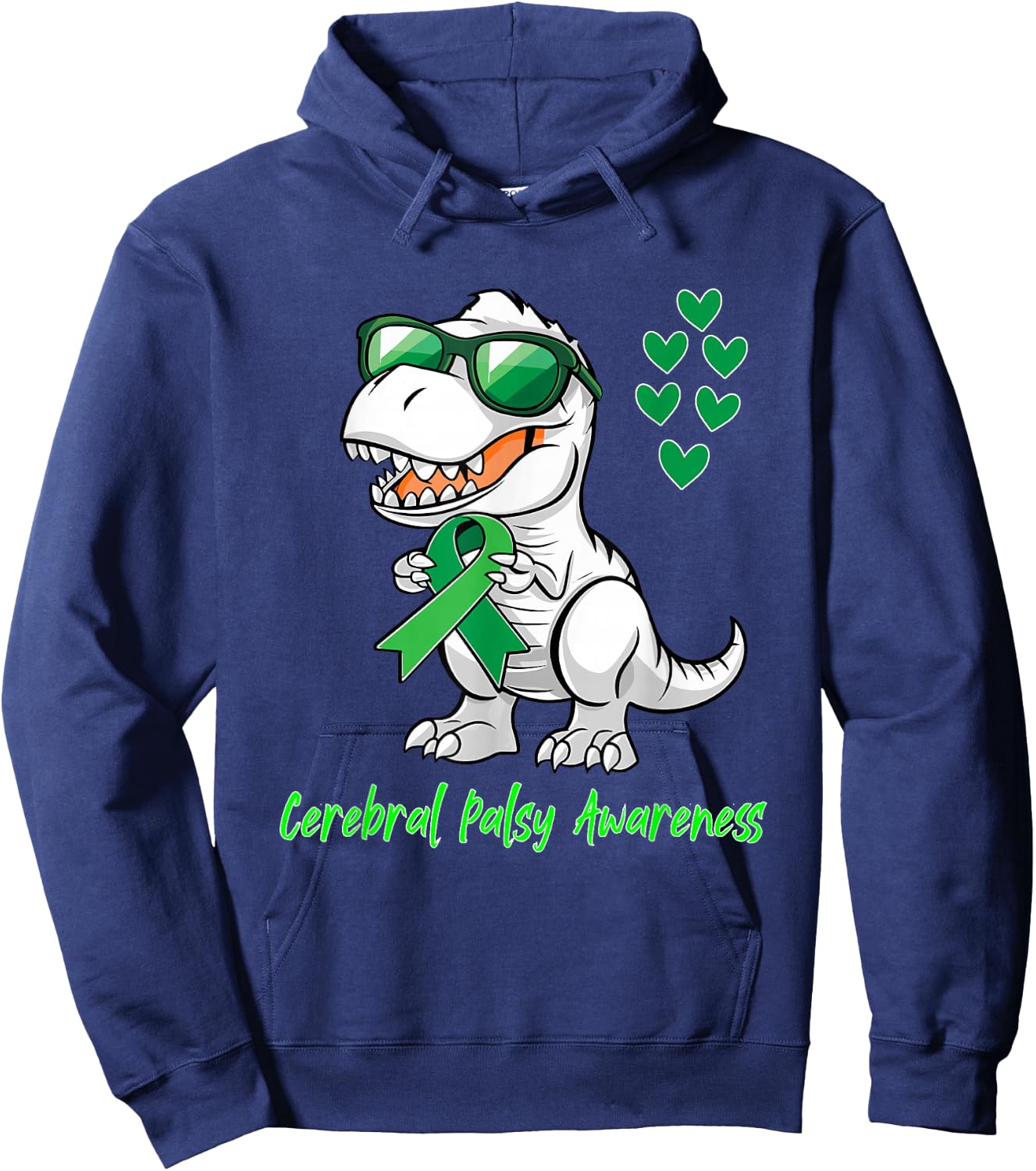 T-rex Dinosaur Cerebral Palsy Awareness Day Dino Toddlers Hoodie - Hoodie | Navy