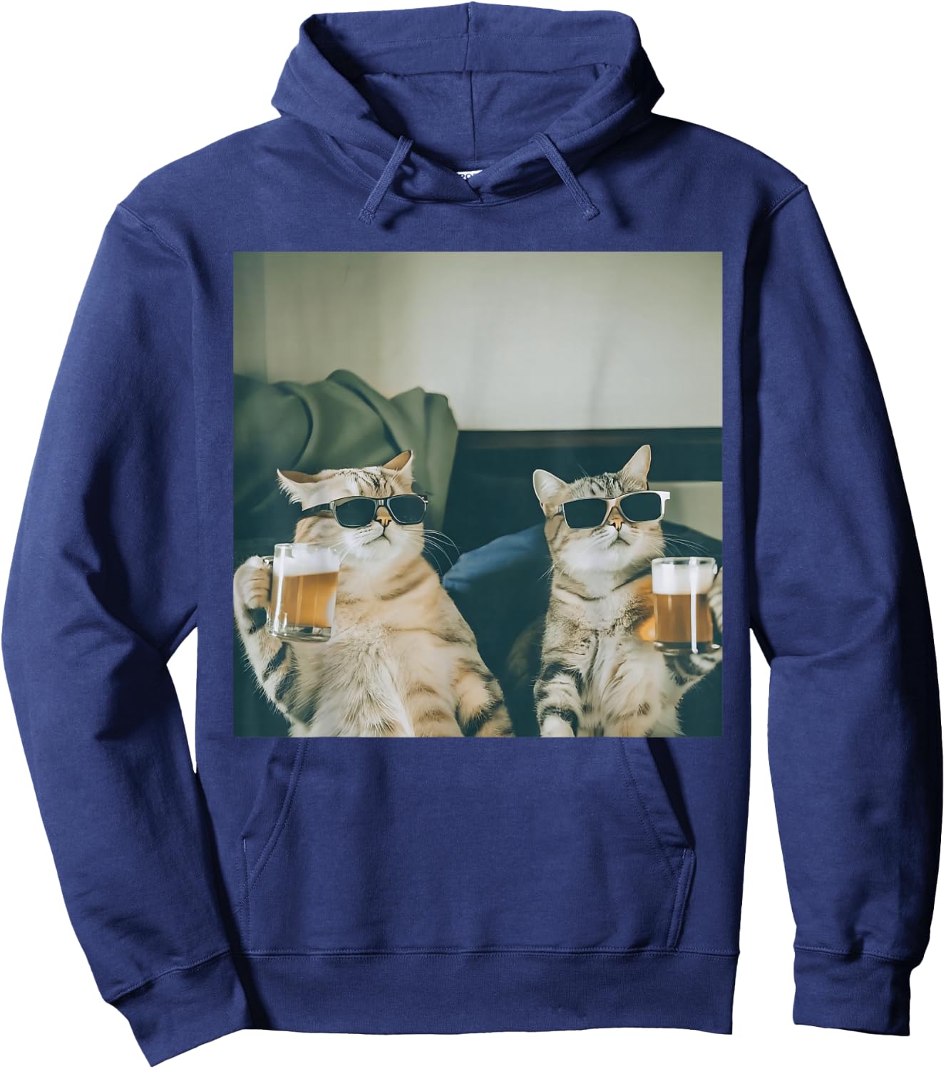Retro Bier Katzen Foto Lustig Alkohol gekühlt Katze Party Lustig Hoodie - Hoodie | Navy