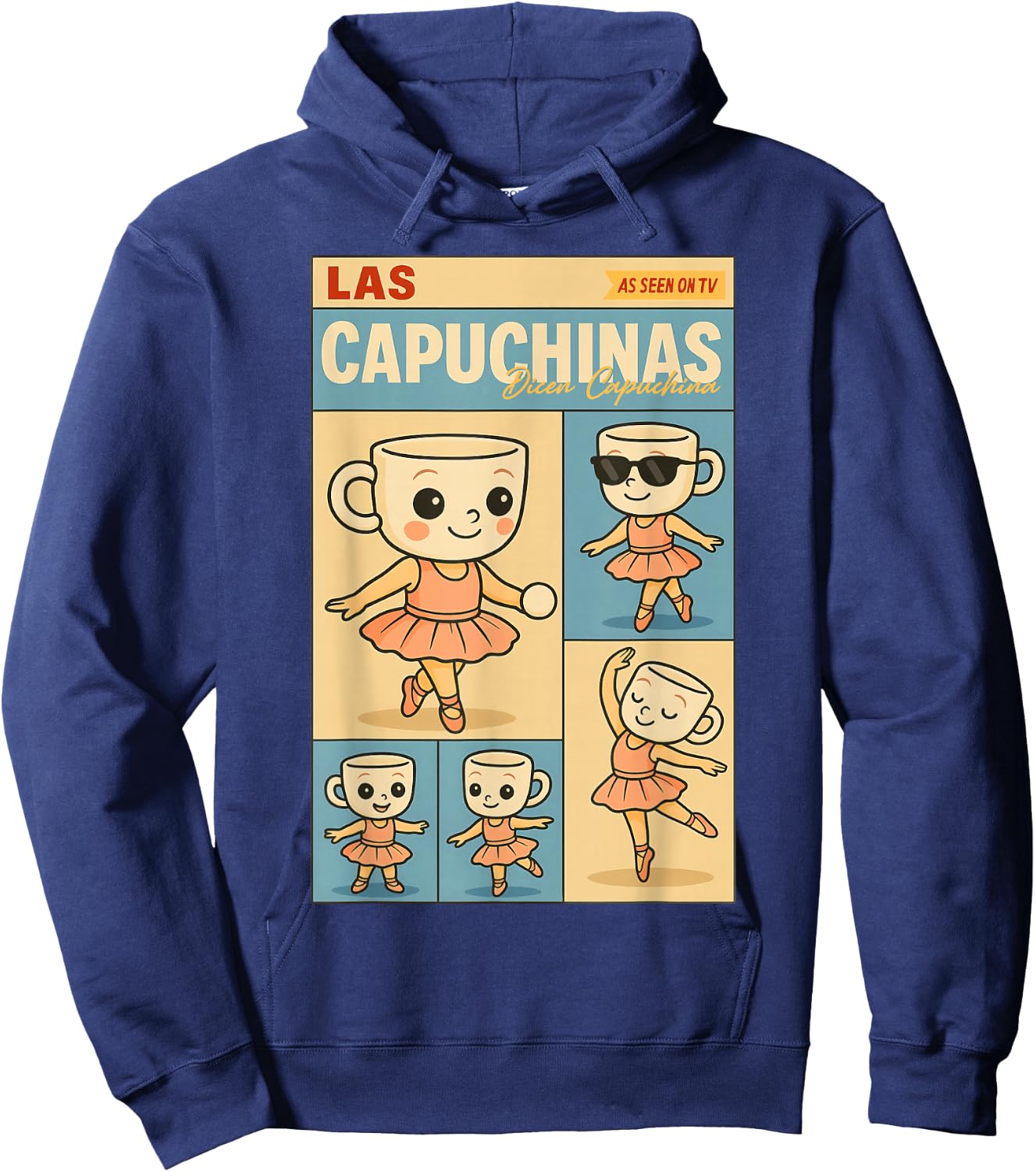 Ballerines Capuchinas Retro Brainrot Cute Kid AI Coffee Cup Hoodie - Hoodie | Navy